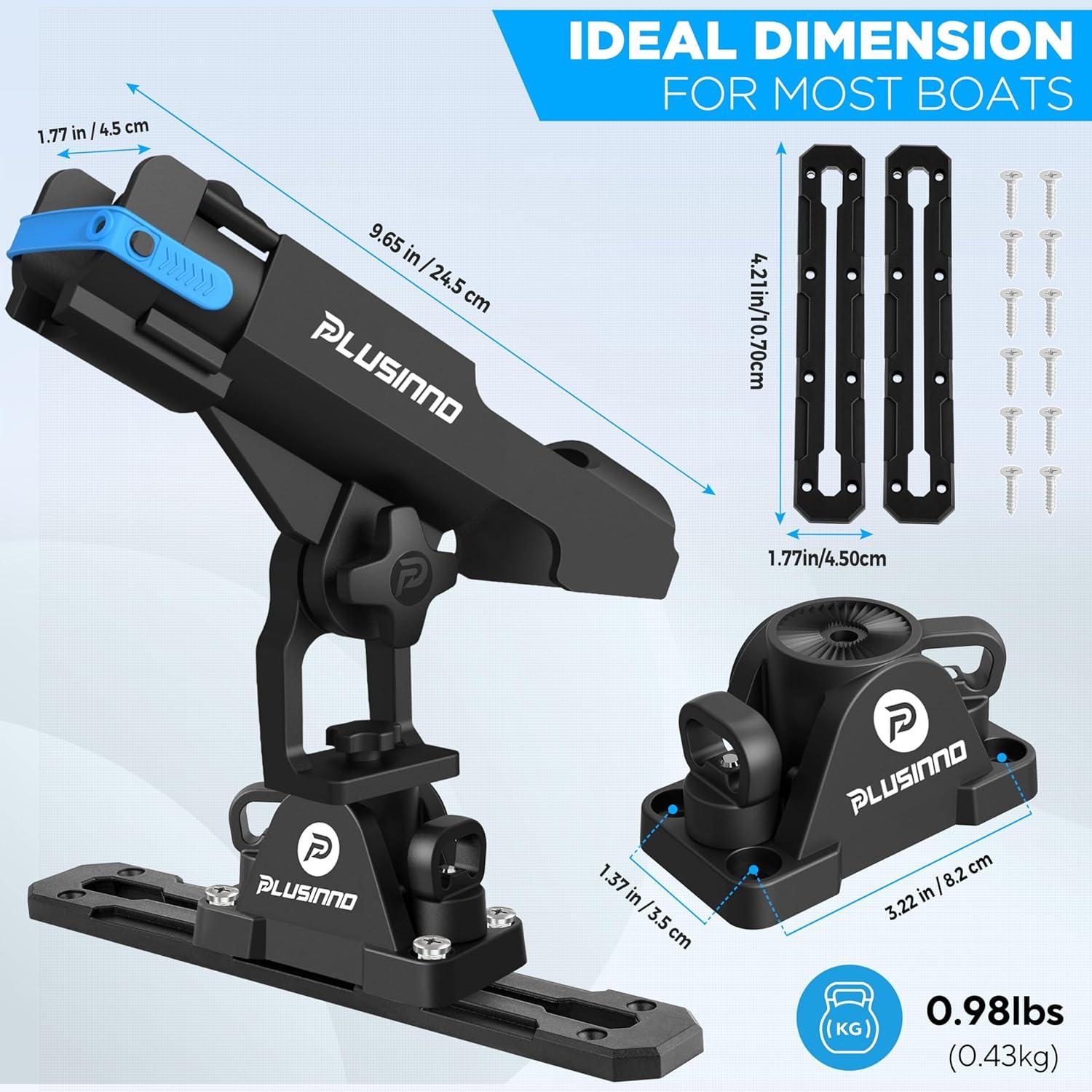 image:imagePLUSINNO 2 in 1 Fishing Rod Holders for Boat Kayak Fishing Rod Holder Fishing Pole Holders for Track Mount Deck Mount Fishing Gear with Fishing Rod Protective Strap Fishing Accessories amp GiftsRod Holder with Track 2 Pack