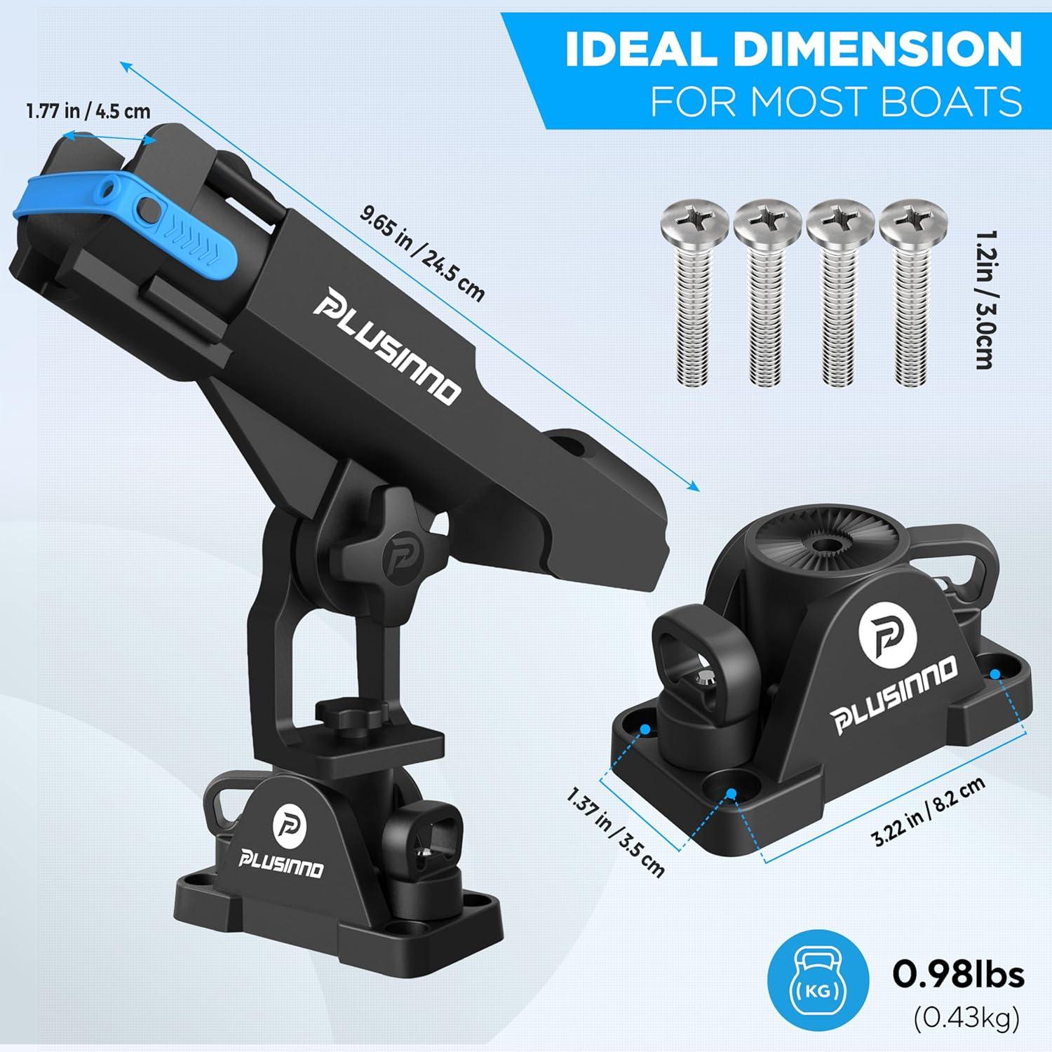 image:imagePLUSINNO 2 in 1 Fishing Rod Holders for Boat Kayak Fishing Rod Holder Fishing Pole Holders for Track Mount Deck Mount Fishing Gear with Fishing Rod Protective Strap Fishing Accessories amp GiftsRod Holder 4 PackNo Track