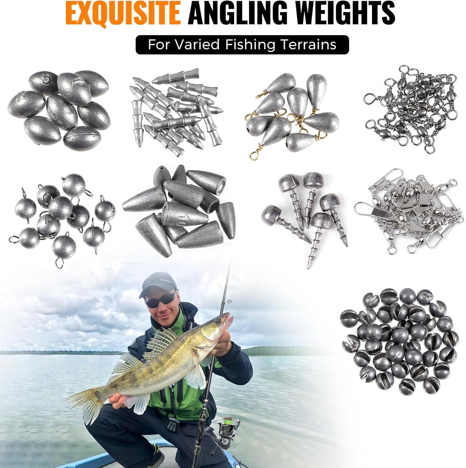 image:imagePLUSINNO 264397pcs Fishing Accessories Kit Organized Fishing Tackle Box with Tackle Included Fishing Hooks Fishing Weights Sinkers Swivels Beads Fishing Gear Set Equipment for Bass Trout397pcs Fishing Accessories Kit