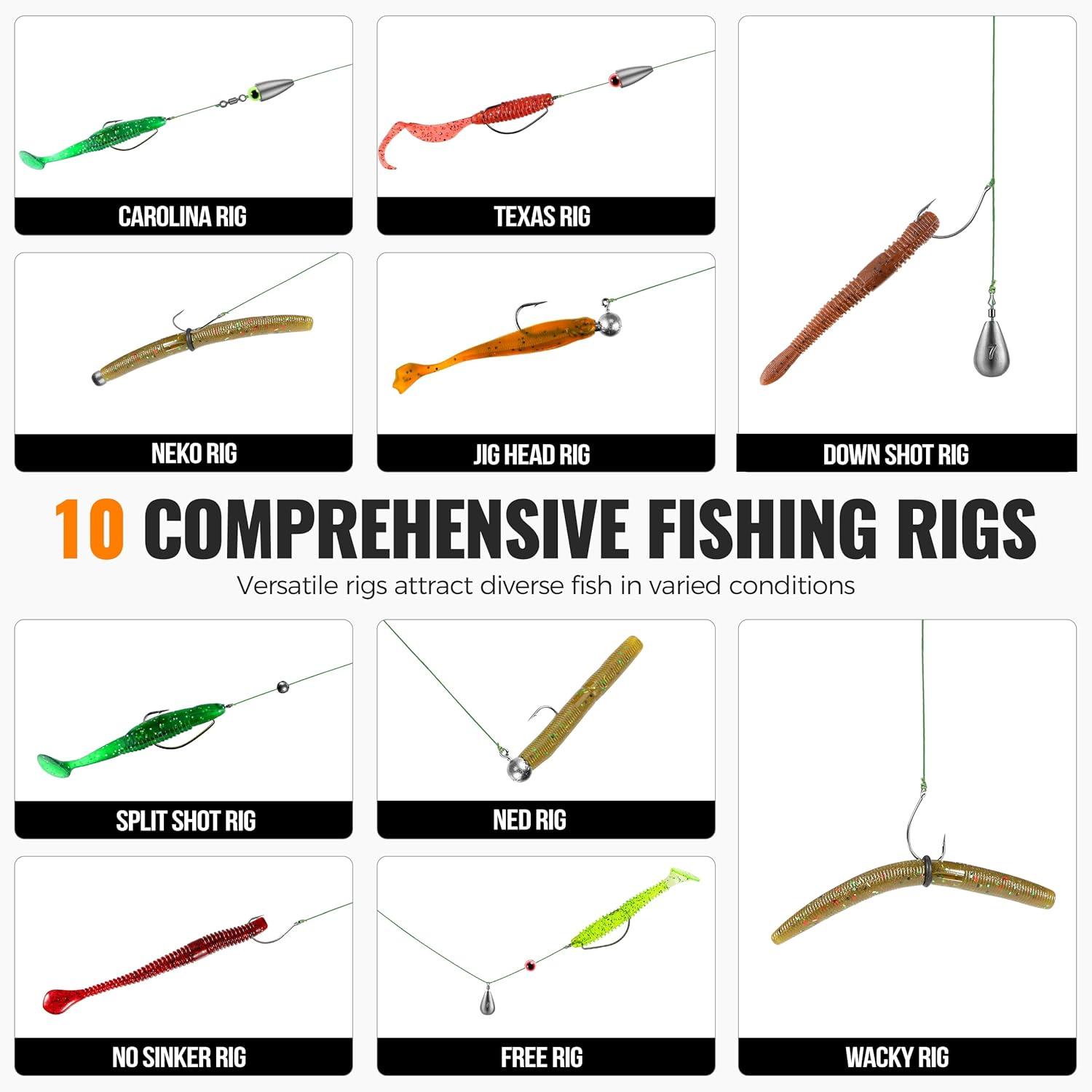 image:imagePLUSINNO 264397pcs Fishing Accessories Kit Organized Fishing Tackle Box with Tackle Included Fishing Hooks Fishing Weights Sinkers Swivels Beads Fishing Gear Set Equipment for Bass Trout264pcs Fishing Accessories Kit