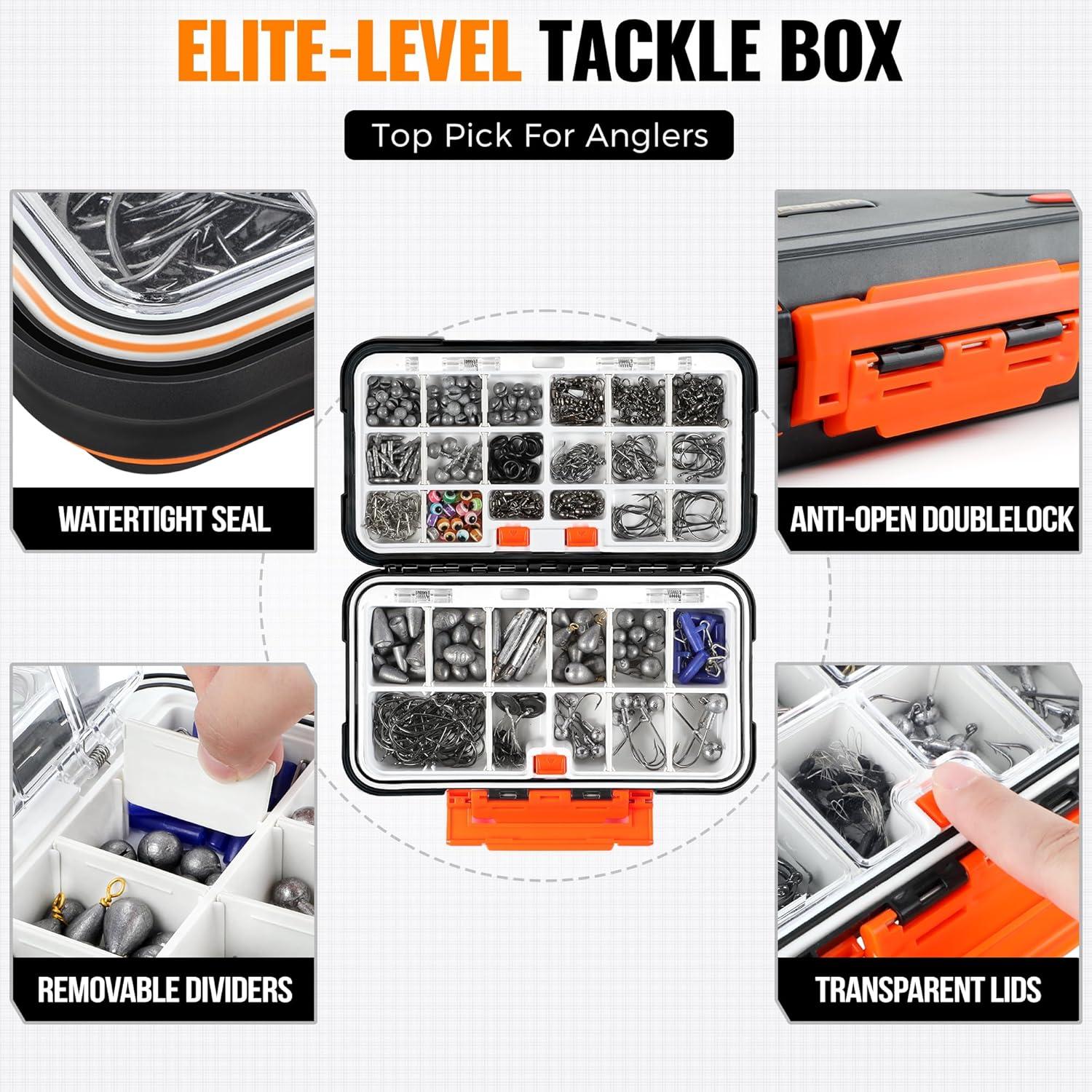 image:imagePLUSINNO 264397pcs Fishing Accessories Kit Organized Fishing Tackle Box with Tackle Included Fishing Hooks Fishing Weights Sinkers Swivels Beads Fishing Gear Set Equipment for Bass Trout397pcs Fishing Accessories Kit