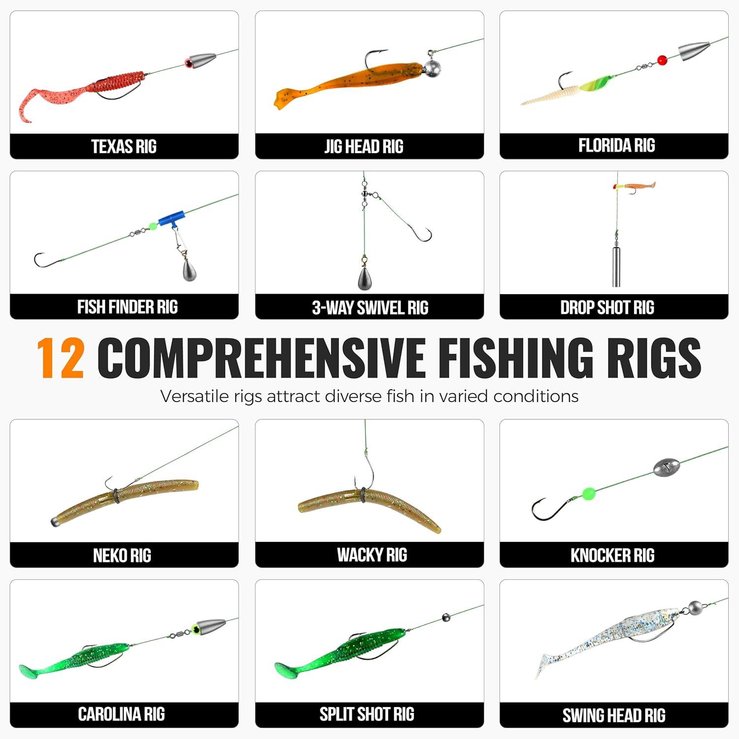 image:imagePLUSINNO 264397pcs Fishing Accessories Kit Organized Fishing Tackle Box with Tackle Included Fishing Hooks Fishing Weights Sinkers Swivels Beads Fishing Gear Set Equipment for Bass Trout397pcs Fishing Accessories Kit