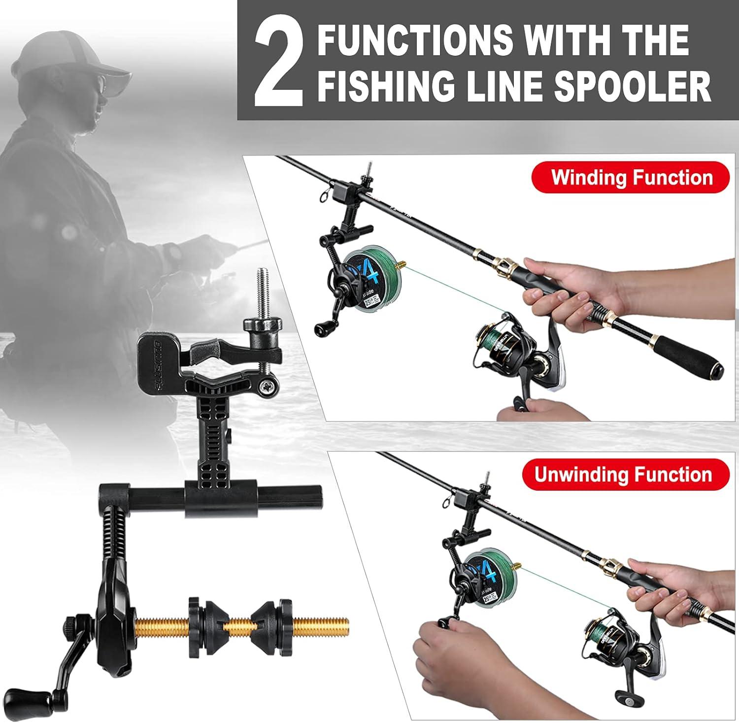 image:imagePLUSINNO Fishing Line Spooler For Fishing Reels Fishing Gear And Equipment Gift For men With Unwinding Function Versatile for Thick amp Thin Rods Works with Spinning Reel Cast Reel Without Line TwistFishing Rod Table Clamp Spooler Function