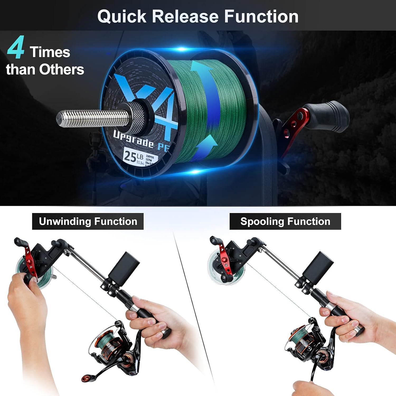 image:imagePLUSINNO Fishing Line Spooler Handhold Fishing Line Winder with Unwinding Function for Spinning Reel Cast Reel and Spincast Reel Without Line Twist