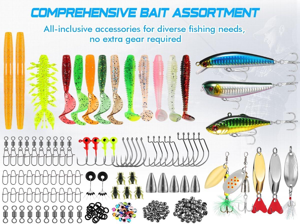 image:imagePLUSINNO Fishing Lures 137Pcs Tackle Box with Tackle Included Crankbaits Spoon Hooks Weights amp Other Accessories Fishing Bait Lure Gear Kit Gift for Men Bass Freshwater