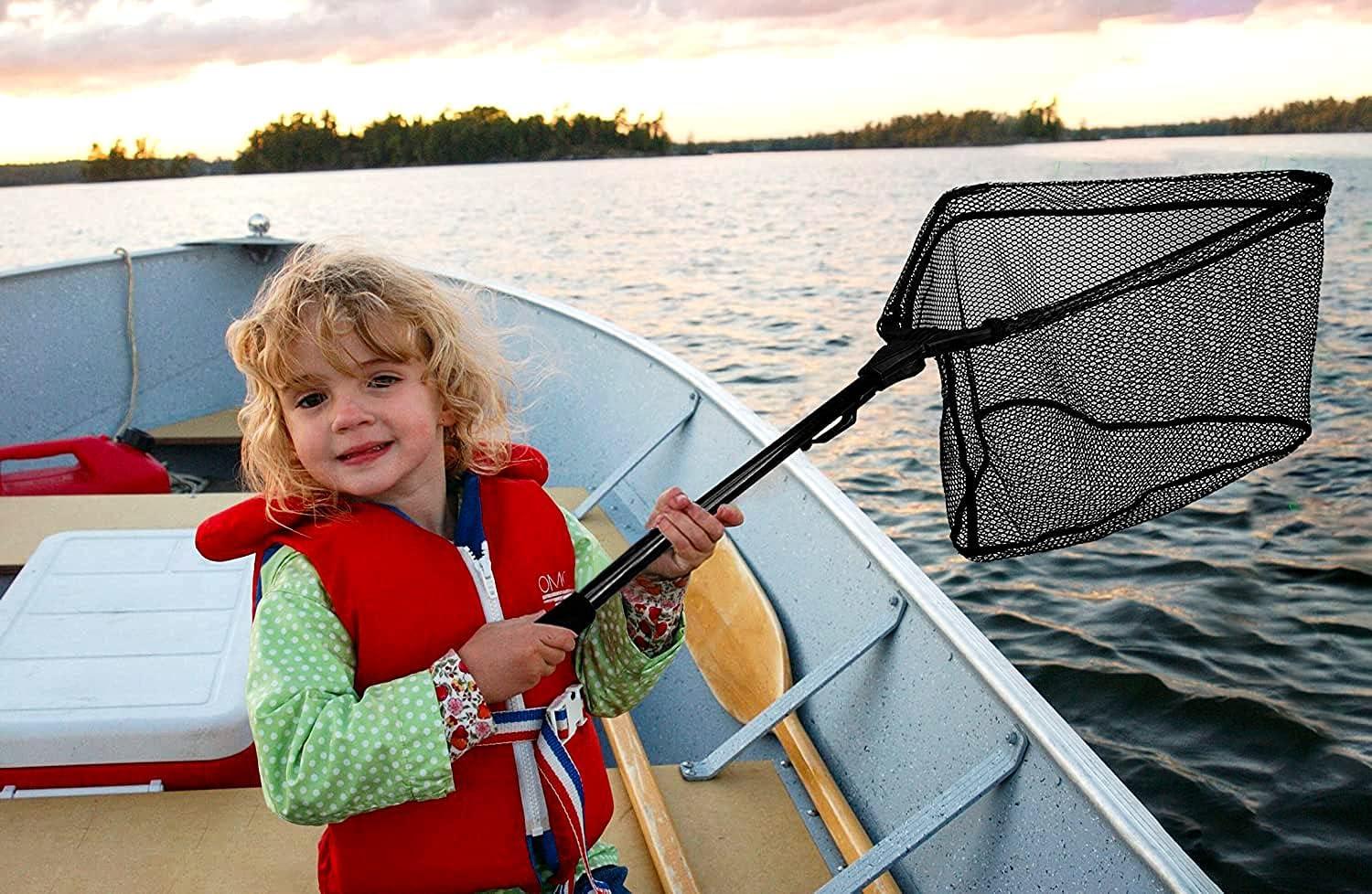 image:imagePLUSINNO Fishing Net Fish Floating Landing Net Kayak Nets with Fixed Foldable Telescopic Pole Handle Bass Trout Fishing Nets with Nylon Mesh for Pond Lake River Fishing Gear Gifts for Men Anglers11830cm Hoop Size 08M BlackNot Extendable