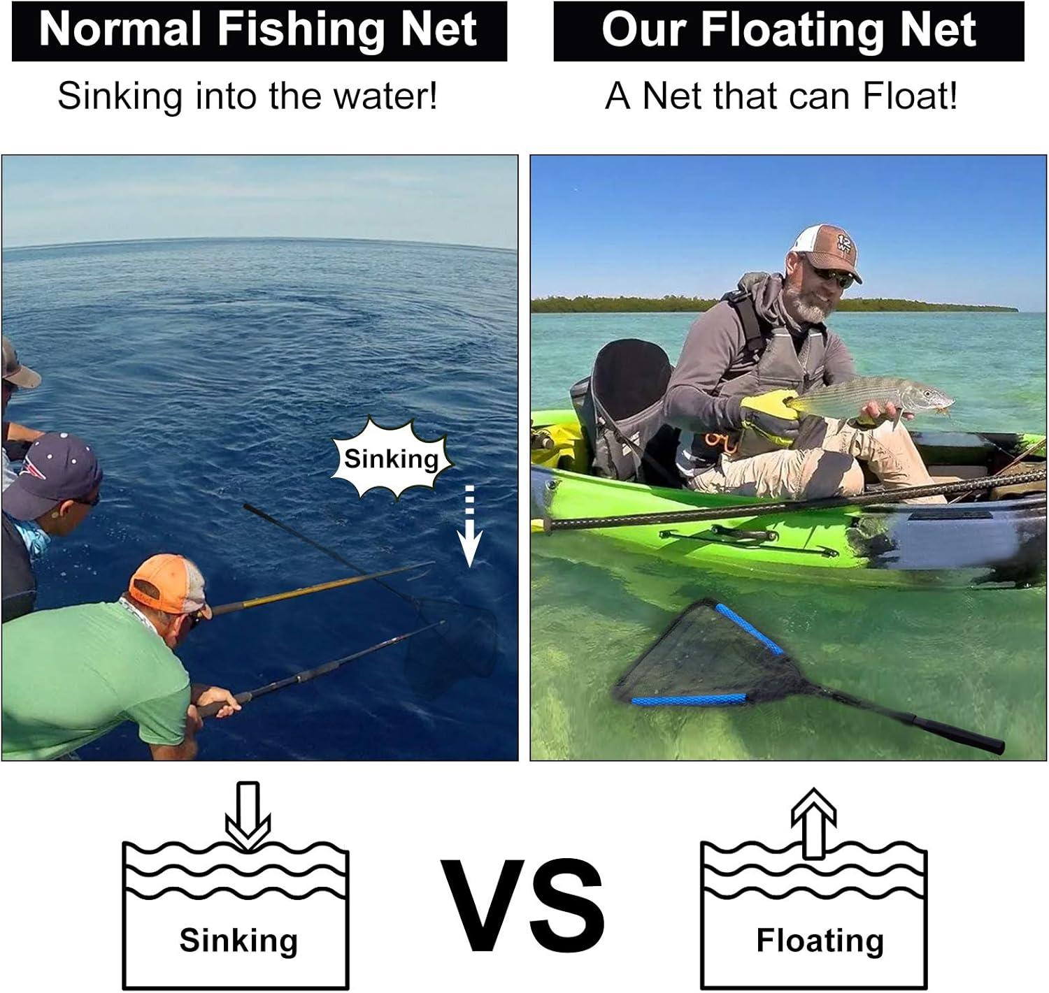 image:imagePLUSINNO Fishing Net Fish Floating Landing Net Kayak Nets with Fixed Foldable Telescopic Pole Handle Bass Trout Fishing Nets with Nylon Mesh for Pond Lake River Fishing Gear Gifts for Men Anglers19750cm Hoop Size 15MExtendable