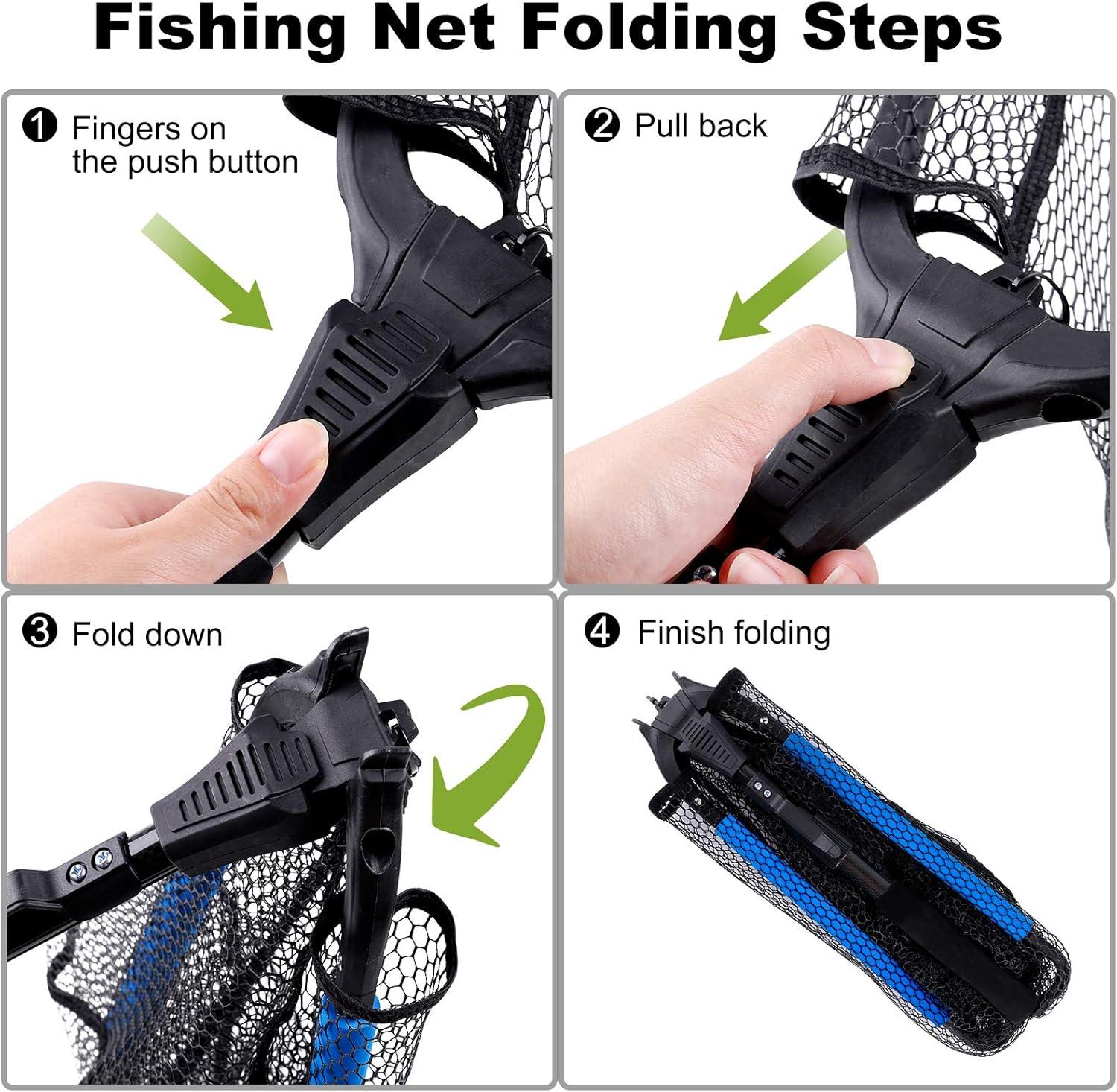 image:imagePLUSINNO Fishing Net Fish Floating Landing Net Kayak Nets with Fixed Foldable Telescopic Pole Handle Bass Trout Fishing Nets with Nylon Mesh for Pond Lake River Fishing Gear Gifts for Men Anglers19750cm Hoop Size 15MExtendable