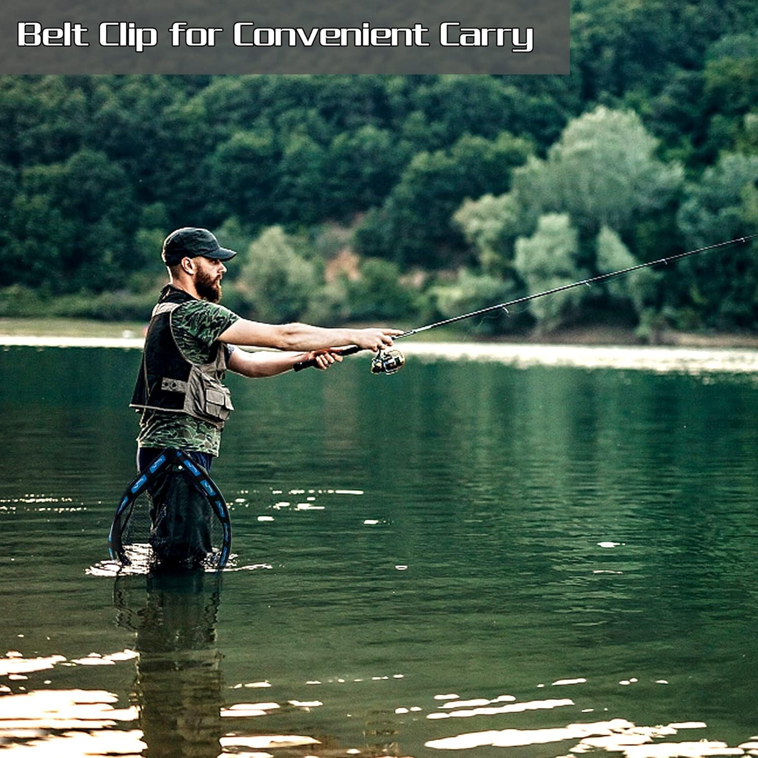 image:imagePLUSINNO Fishing Net Fish Floating Landing Net Kayak Nets with Fixed Foldable Telescopic Pole Handle Bass Trout Fishing Nets with Nylon Mesh for Pond Lake River Fishing Gear Gifts for Men Anglers11830cm Hoop Size 08M BlueNot Extendable
