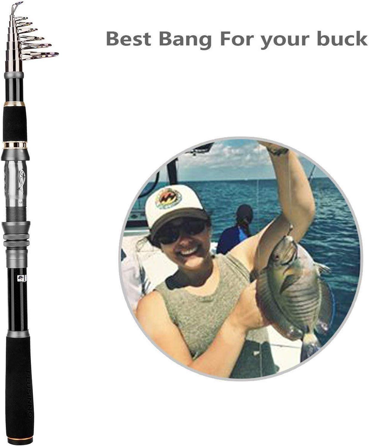 image:imagePLUSINNO Fishing Rod Telescopic Fishing Rod and Reel Combo Collapsible Travel Fishing Pole Rod Starter Kit Carbon Fiber Fishing Rods and 12 1 Bearings Stainless Steel Fishing Gifts for Men AdultsONLY Fishing rod not include reel