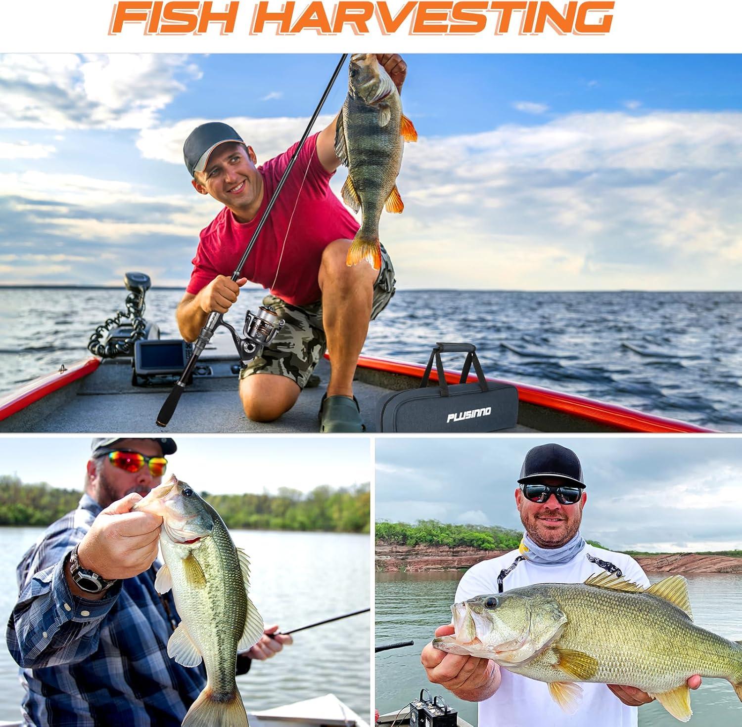 image:imagePLUSINNO Fishing Rod Telescopic Fishing Rod and Reel Combo Collapsible Travel Fishing Pole Rod Starter Kit Carbon Fiber Fishing Rods and 12 1 Bearings Stainless Steel Fishing Gifts for Men Adults2PACK Full Kit with Carrier Case