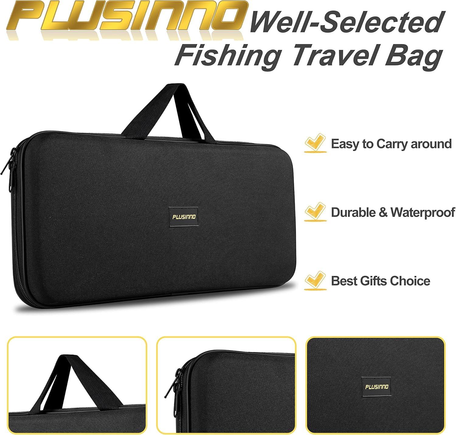 image:imagePLUSINNO Fishing Rod Telescopic Fishing Rod and Reel Combo Collapsible Travel Fishing Pole Rod Starter Kit Carbon Fiber Fishing Rods and 12 1 Bearings Stainless Steel Fishing Gifts for Men AdultsFull Kit with Carrier Case