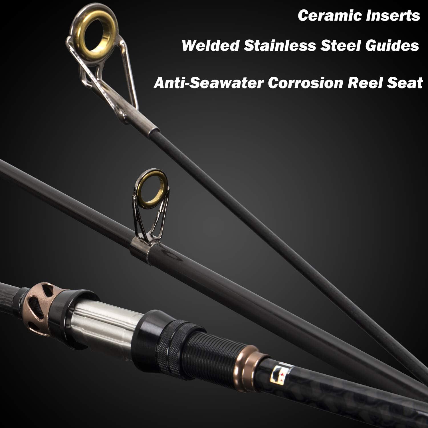 image:imagePLUSINNO Fishing Rod and Reel Combos Carbon Fiber Telescopic Fishing Pole Spinning Reel 12 1 Shielded Bearings Stainless Steel BBONLY Fishing rod not include reel