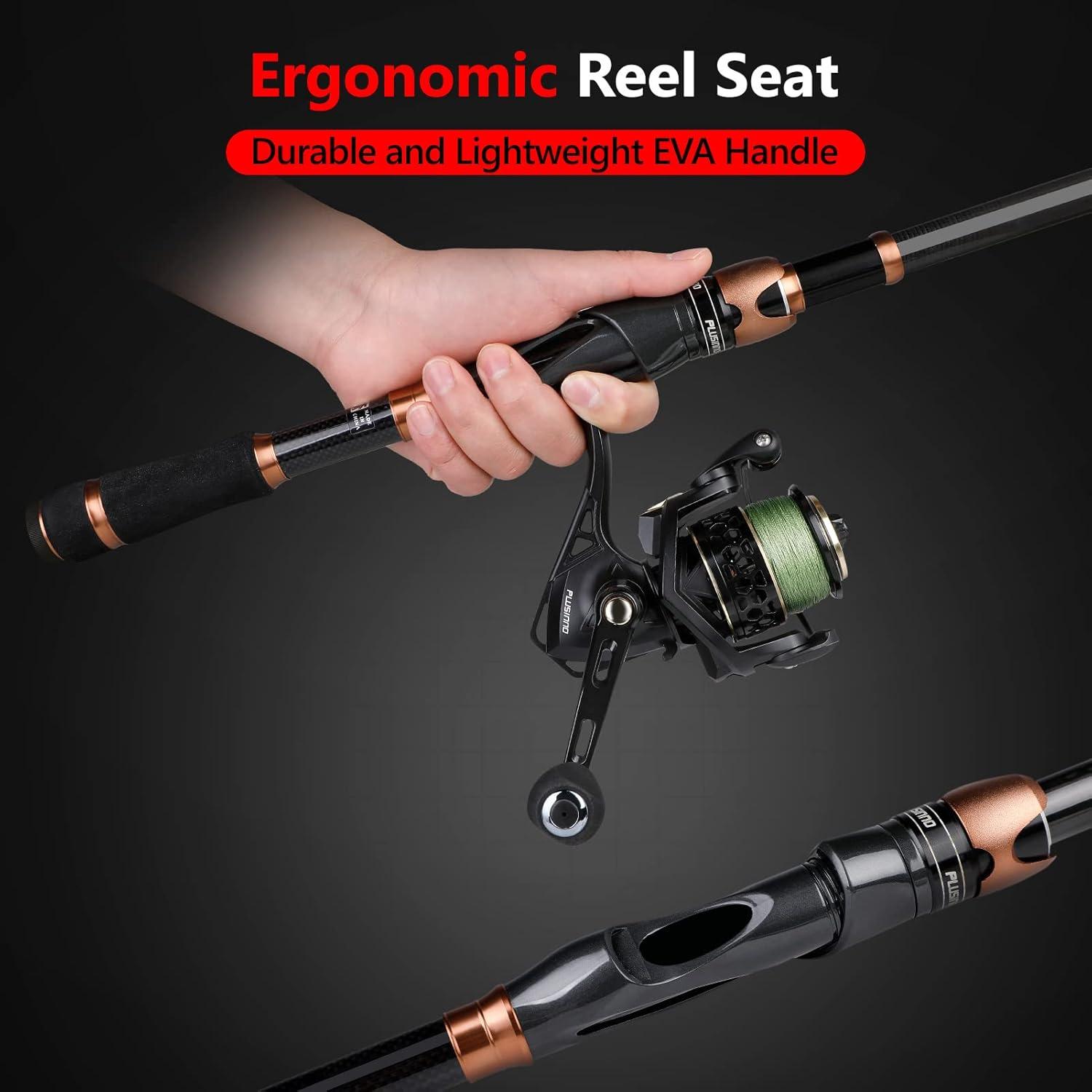 image:imagePLUSINNO Fishing Rod and Reel Combos Bronze Warrior Toray IM6 Carbon Matrix Telescopic Fishing Rod Pole 12 1 Shielded Bearings Stainless Steel BB Spinning Reel Travel Freshwater Fishing GearONLY Fishing rod not include reel