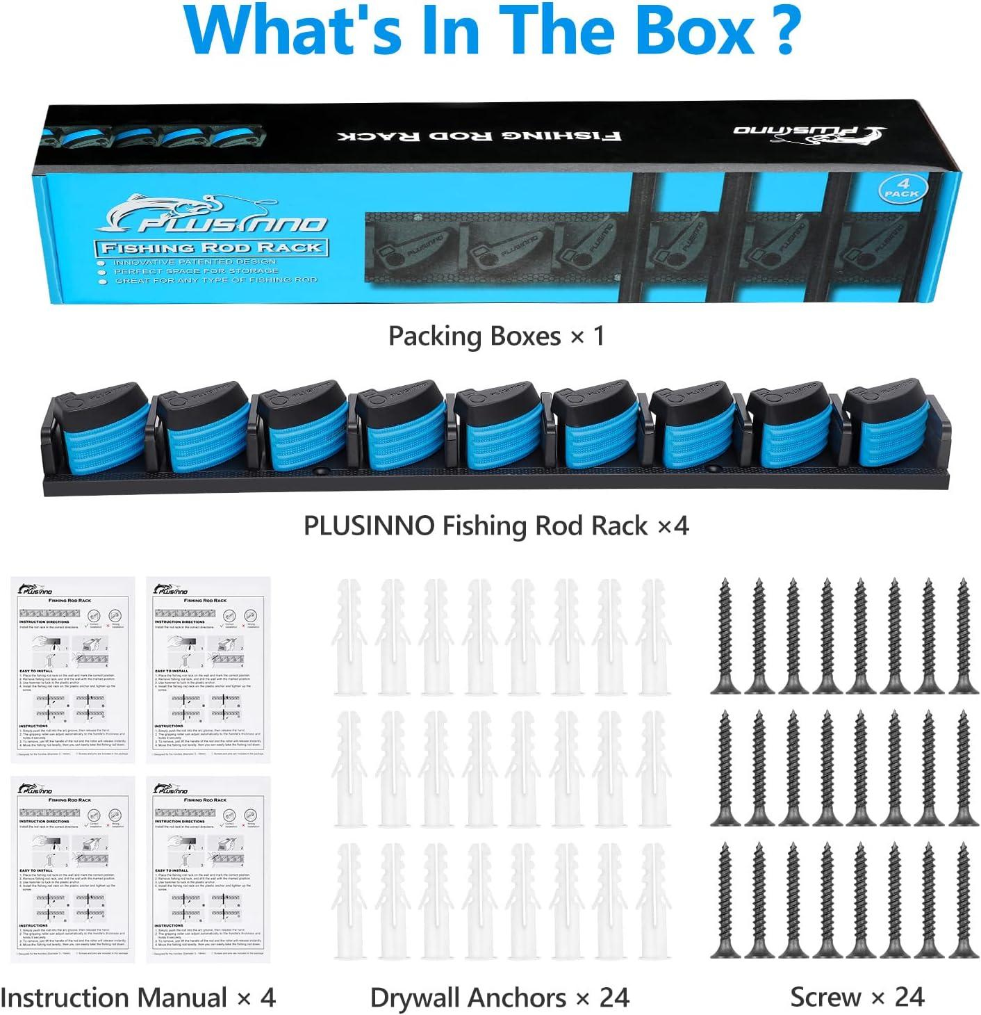 image:imagePLUSINNO Vertical Fishing Rod Holder Wall Mounted Fishing Rod Rack Fishing Pole Holder Holds Up to 9 Rods or Combos Fishing Rod Holders for Garage Fishing Gear and Gifts for MenBlue 4pack store 36 combos