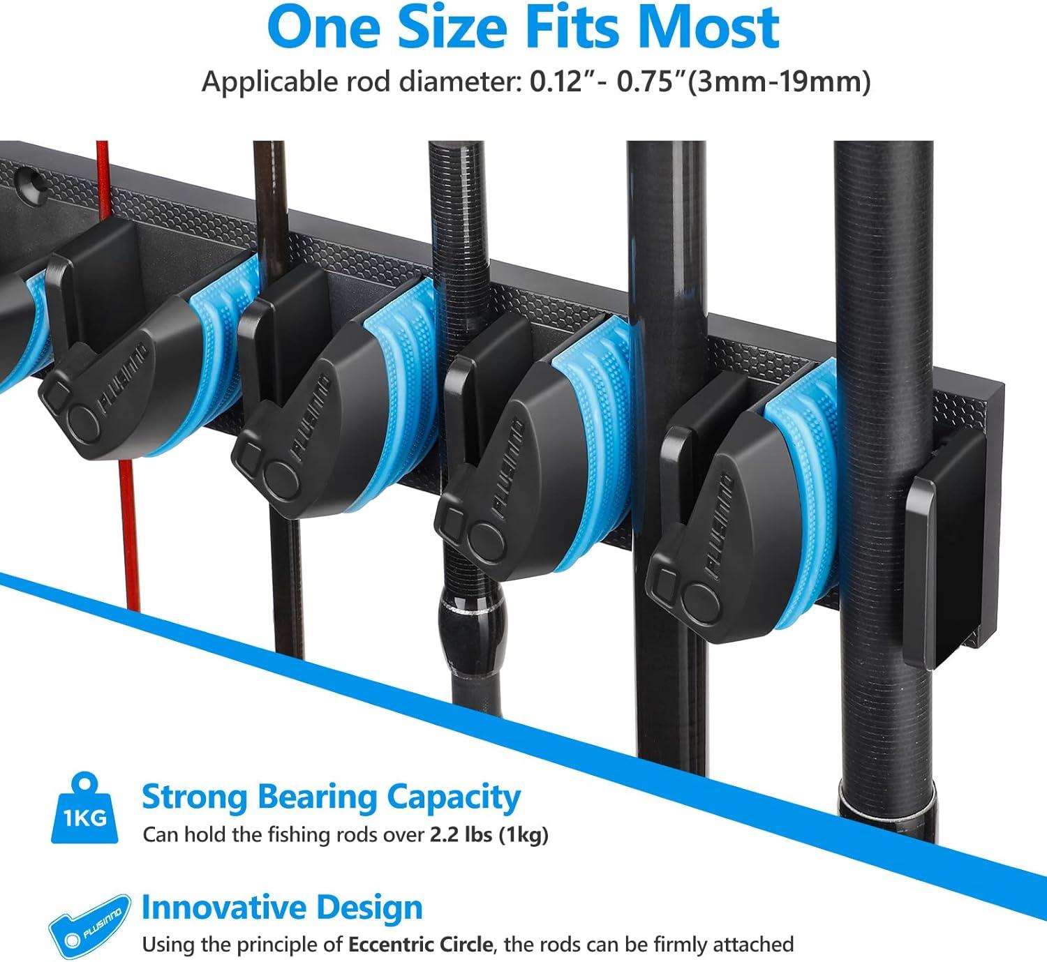image:imagePLUSINNO Vertical Fishing Rod Holder Wall Mounted Fishing Rod Rack Fishing Pole Holder Holds Up to 9 Rods or Combos Fishing Rod Holders for Garage Fishing Gear and Gifts for MenBlue 2pack store 18 combos