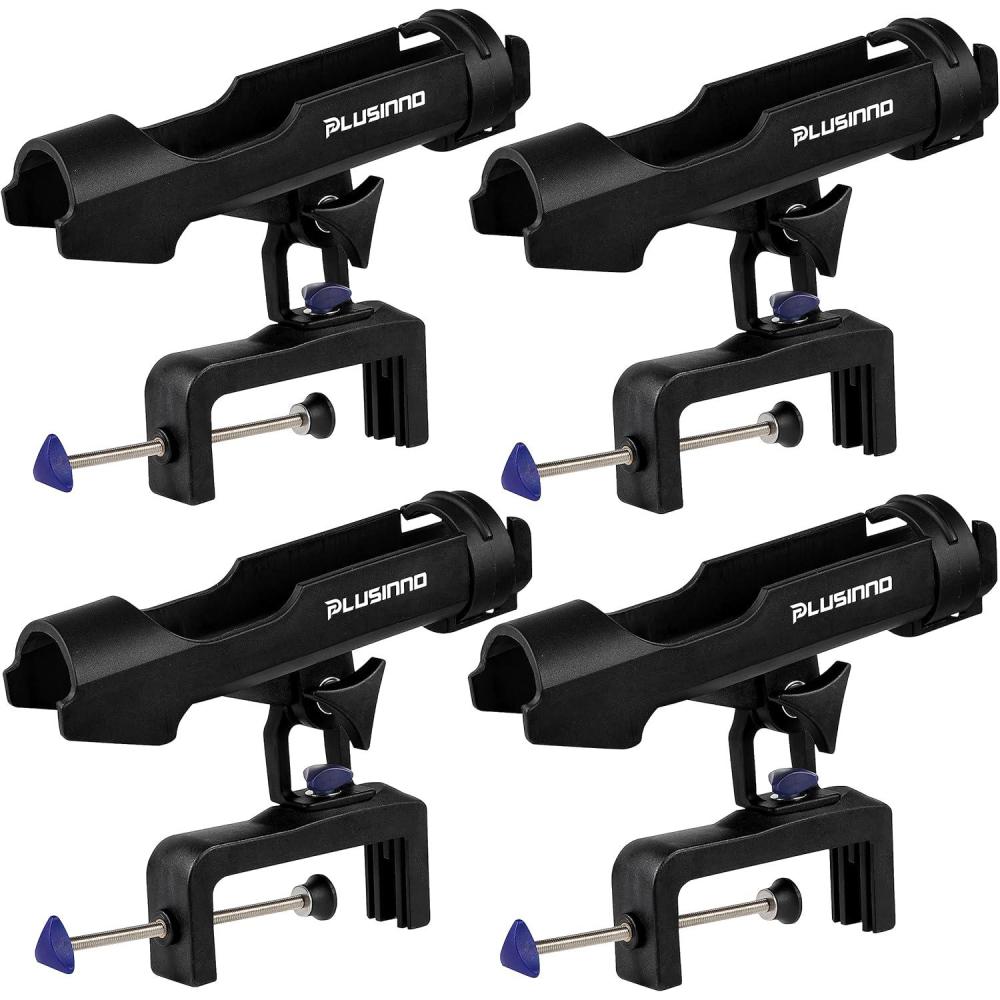 image:imagePLUSINNO Fishing Boat Rods Holder Large Clamp Opening 360 Degree Adjustable Fishing Rod Racks Folding HolderRH30 MAX OPENING 475 inch 4Pack