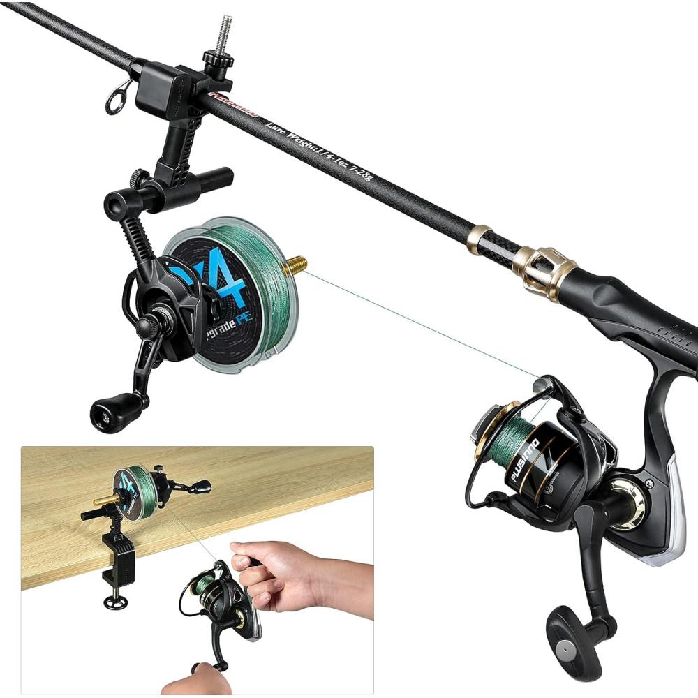 image:imagePLUSINNO Fishing Line Spooler For Fishing Reels Fishing Gear And Equipment Gift For men With Unwinding Function Versatile for Thick amp Thin Rods Works with Spinning Reel Cast Reel Without Line TwistFishing Rod Table Clamp Spooler Function