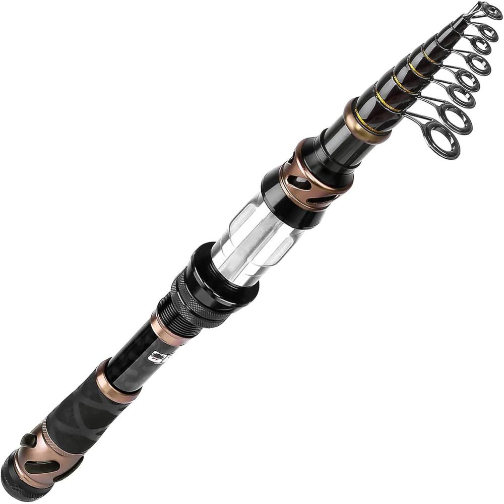 image:imagePLUSINNO Fishing Rod and Reel Combos Carbon Fiber Telescopic Fishing Pole Spinning Reel 12 1 Shielded Bearings Stainless Steel BBXONLY Fishing rod not include reel