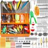 image:imagePLUSINNO 353404 PCS Fishing Lures Upgrade Fishing Tackle Box with Tackle Included Crankbaits Hooks Weights Other Accessories Fishing Lure Bait Gear Equipment Kit Gift for Men Freshwater Bass404 Pcs Fishing Tackle Kit