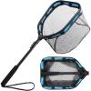 image:imagePLUSINNO Floating Fishing Net for Steelhead Salmon Fly Kayak Catfish Bass Trout Fishing Rubber Coated Foldable Landing Net with Fixed or Telescoping Pole Handle Fishing Gear and Gifts for Men11830cm Hoop Size 08M Blue Fixed Pole