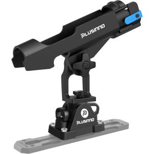 PLUSINNO 2 in 1 Fishing Rod Holders for Boat, Kayak Fishing Rod Holder, Fishing Pole Holders for Track Mount / Deck Mount, Fishing Gear with Fishing Rod Protective Strap, Fishing Accessories & Gifts(Rod Holder – 1 Pack(No Track))