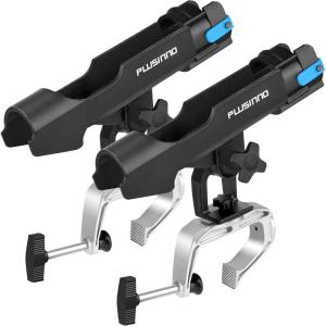 PLUSINNO Fishing Boat Rods Holder Large Clamp Opening 360 Degree Adjustable Fishing Rod Racks Folding Holder(RH20 MAX OPENING 1.97 inch 2PACK)