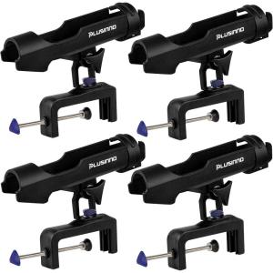 PLUSINNO Fishing Boat Rods Holder Large Clamp Opening 360 Degree Adjustable Fishing Rod Racks Folding Holder(RH30 MAX OPENING 4.75 inch 4Pack)