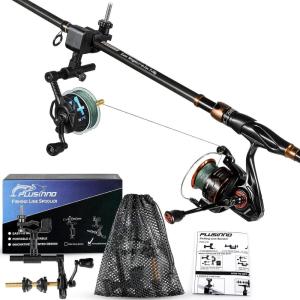 PLUSINNO Fishing Line Spooler For Fishing Reels, Fishing Gear And Equipment Gift For men With Unwinding Function Versatile for Thick & Thin Rods, Works with Spinning Reel, Cast Reel Without Line Twist(Fishing Rod Clamp Spooler)