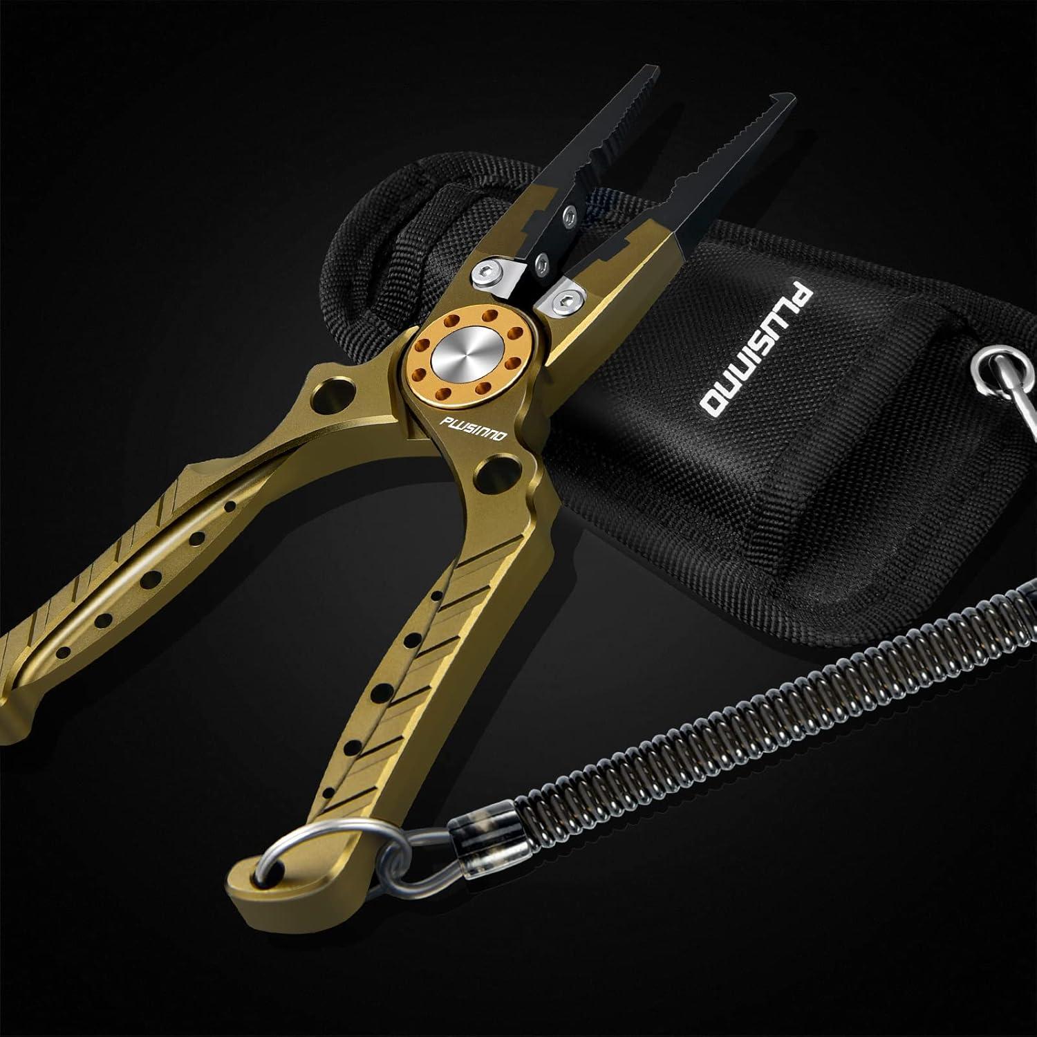 image:imagePLUSINNO 8 Inch Fishing Pliers 6061 Aluminum Alloy Saltwater and Freshwater MutiFunction Fishing Tools Mono Fluoro amp Braid Line Cutterswith Sheath and Lanyard