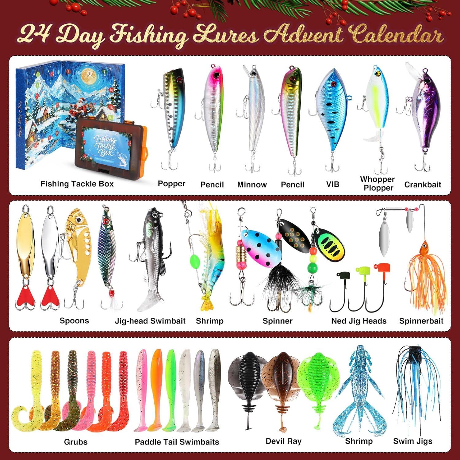image:imagePLUSINNO Advent Calendar Fishing 2025 24 Days Fishing Lure Advent Calendar Fishing Tackle Christmas Countdown Advent Calendars Gifts for Adult Men Teen BoysFishing Advent Calendar 2025 with Box