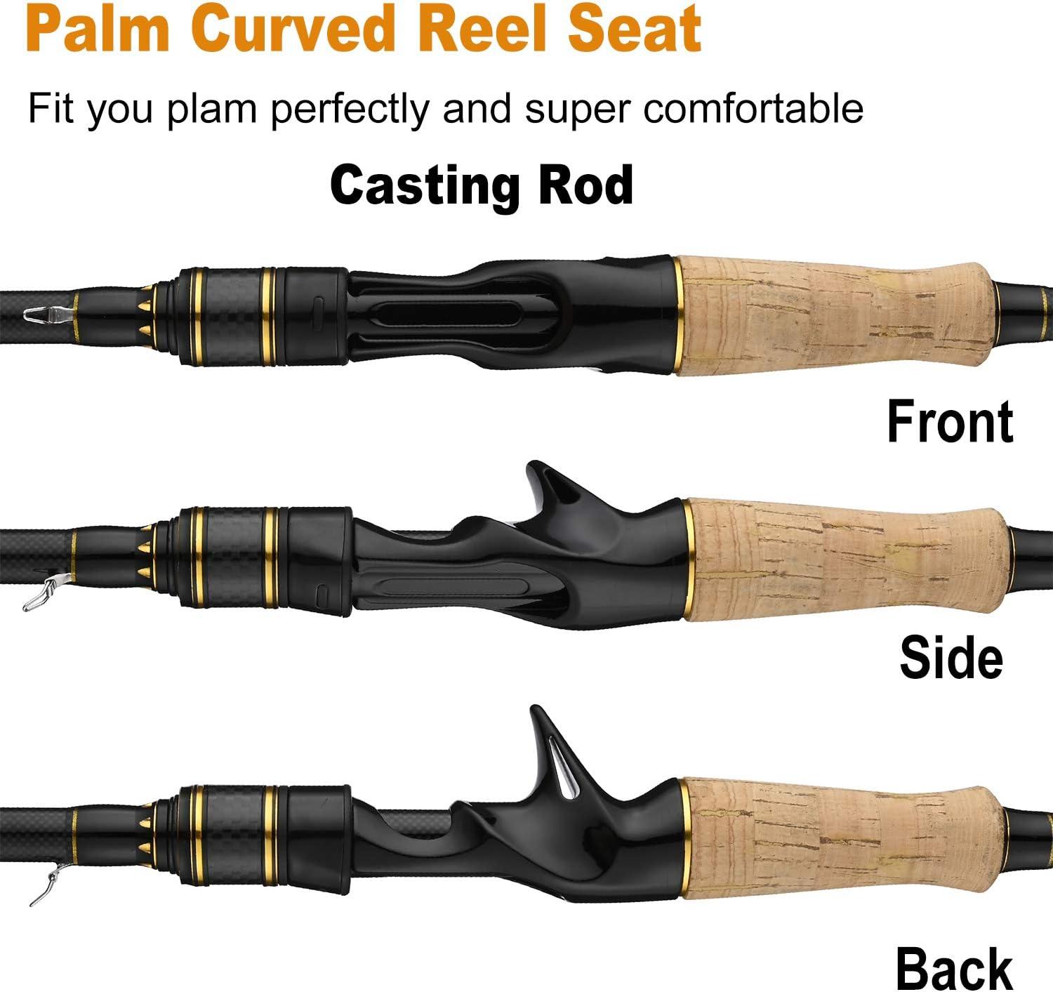 image:imagePLUSINNO Elite Hunter 7FT Fishing Rod IM 6 Graphite Spinning Rod and Casting Rod Stainless Steel Guides with SiC Inserts 7FTSpinning RodM PowerMSGolden