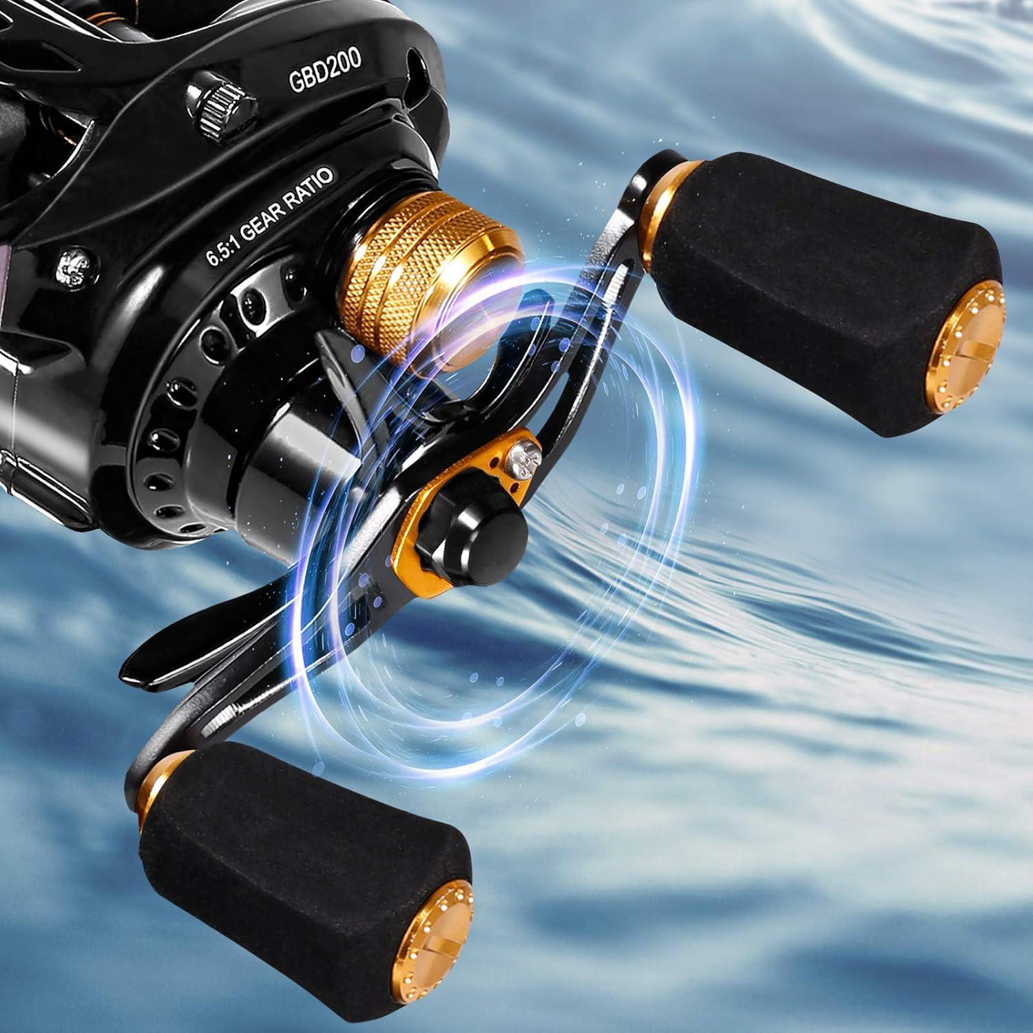 image:imagePLUSINNO Elite Hunter Baitcasting Fishing Reel Ultra Smooth 11LB Carbon Fiber Drag 651 Gear Ratio5 1 Shielded Ball Bearings Rubber Handle Knobs
