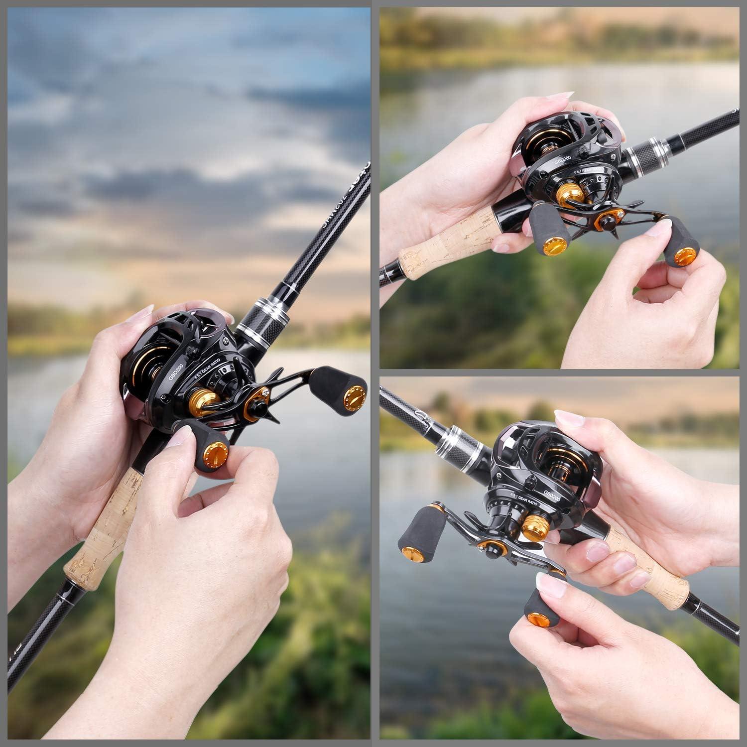image:imagePLUSINNO Elite Hunter Baitcasting Fishing Reel Ultra Smooth 11LB Carbon Fiber Drag 651 Gear Ratio5 1 Shielded Ball Bearings Rubber Handle Knobs
