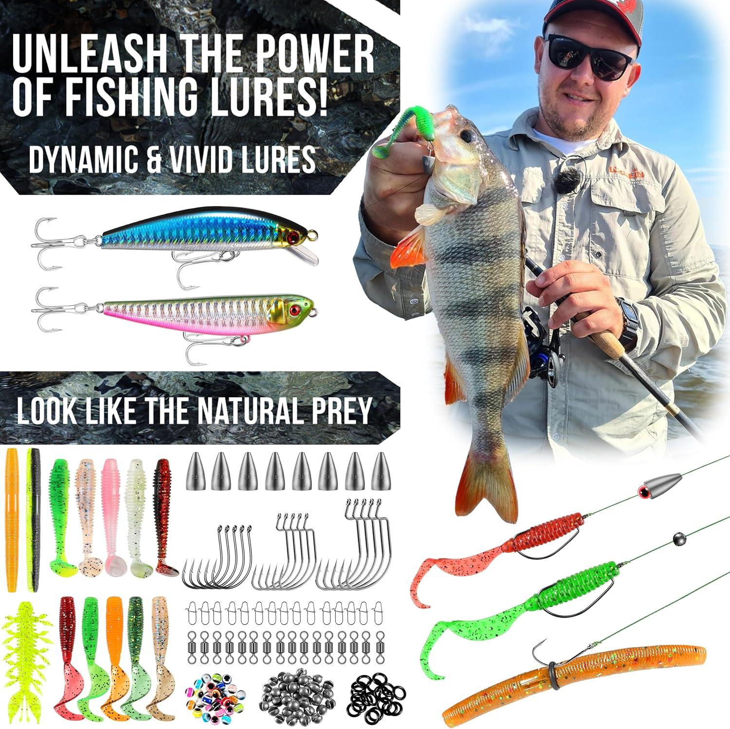 image:imagePLUSINNO Fishing Backpack with Tackle Boxes Waterproof Fishing Sling Tackle Bag For Fishing Gear With Rod Holder Fishing Gifts for Men With Fishing lures Fishing pliers Fish Lip GripperFishing Backpack with fishing net orange