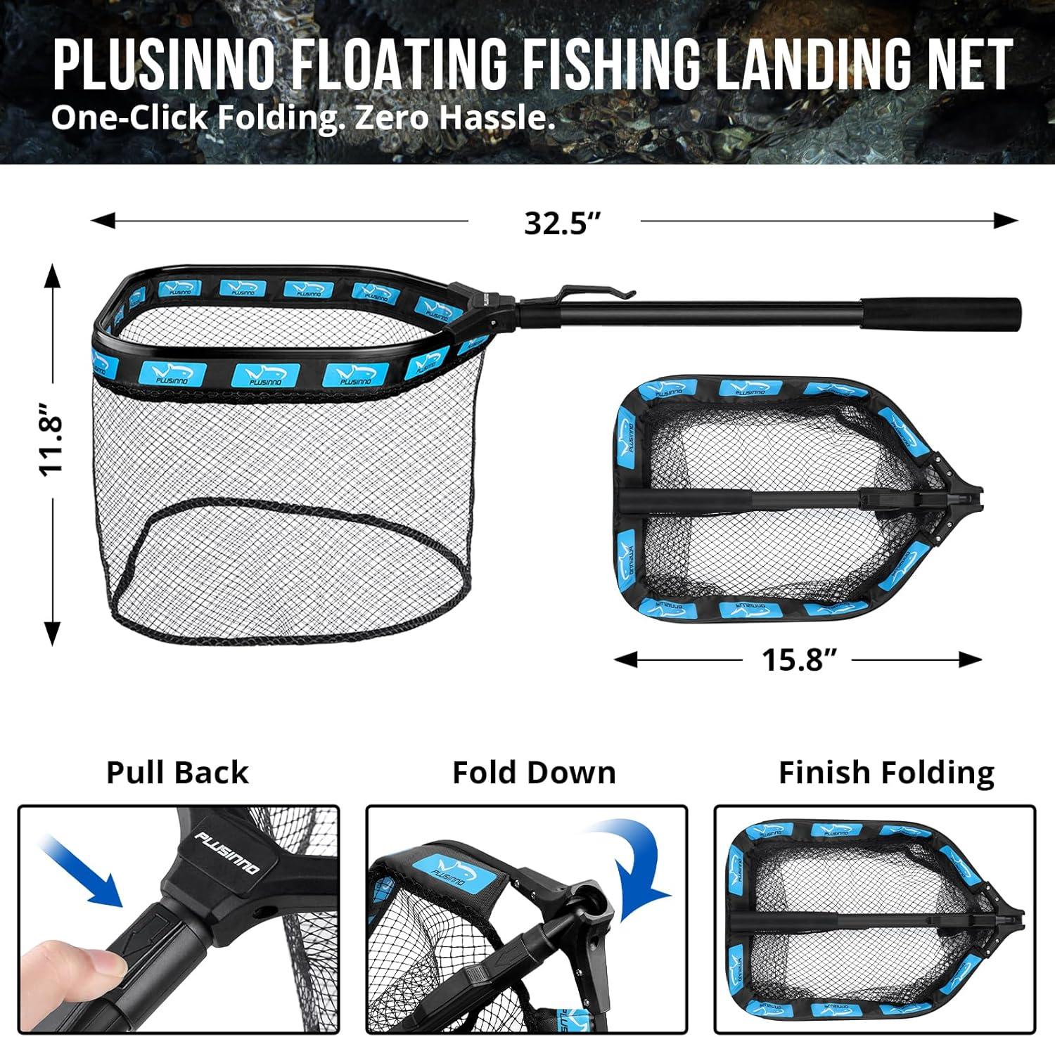 image:imagePLUSINNO Fishing Backpack with Tackle Boxes Waterproof Fishing Sling Tackle Bag For Fishing Gear With Rod Holder Fishing Gifts for Men With Fishing lures Fishing pliers Fish Lip GripperFishing Backpack with fishing net Blue