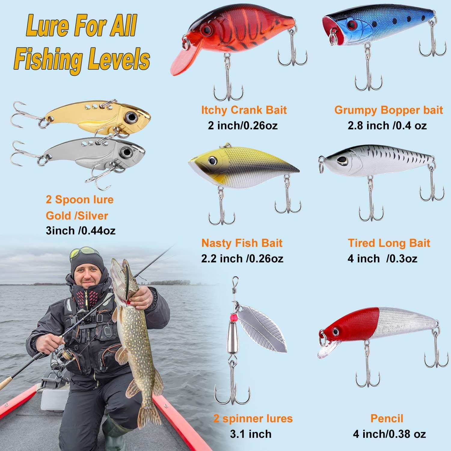 image:imagePLUSINNO Fishing Lures 292210Pcs Tackle Box with Tackle Included Crankbaits Hooks Weights Fishing Accessories kit Fishing Bait Lure Gear Kit Gift for Men BassTrout210PCS Fishing Lures Baits