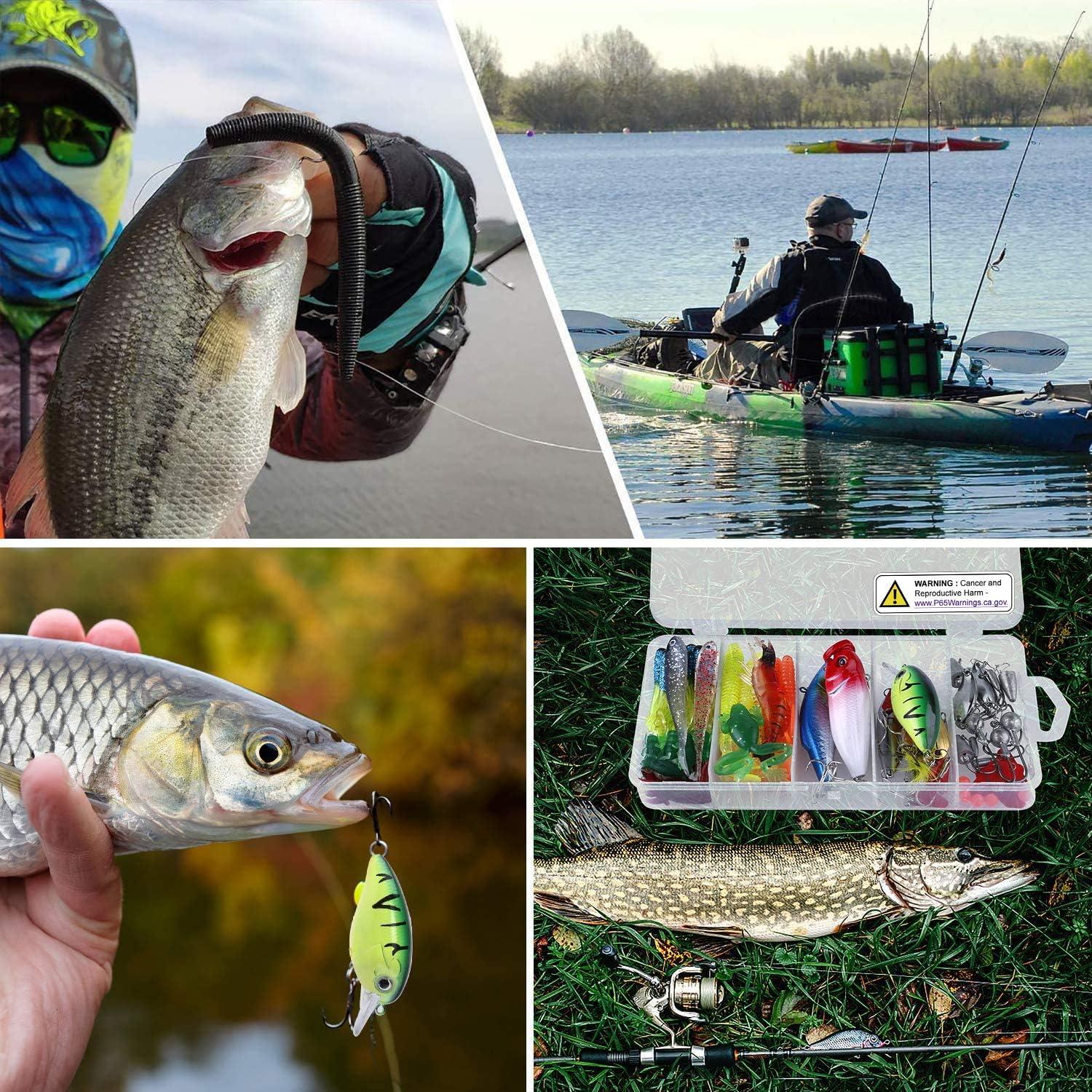 image:imagePLUSINNO Fishing Lures 292210Pcs Tackle Box with Tackle Included Crankbaits Hooks Weights Fishing Accessories kit Fishing Bait Lure Gear Kit Gift for Men BassTrout78PCS Fishing Lures