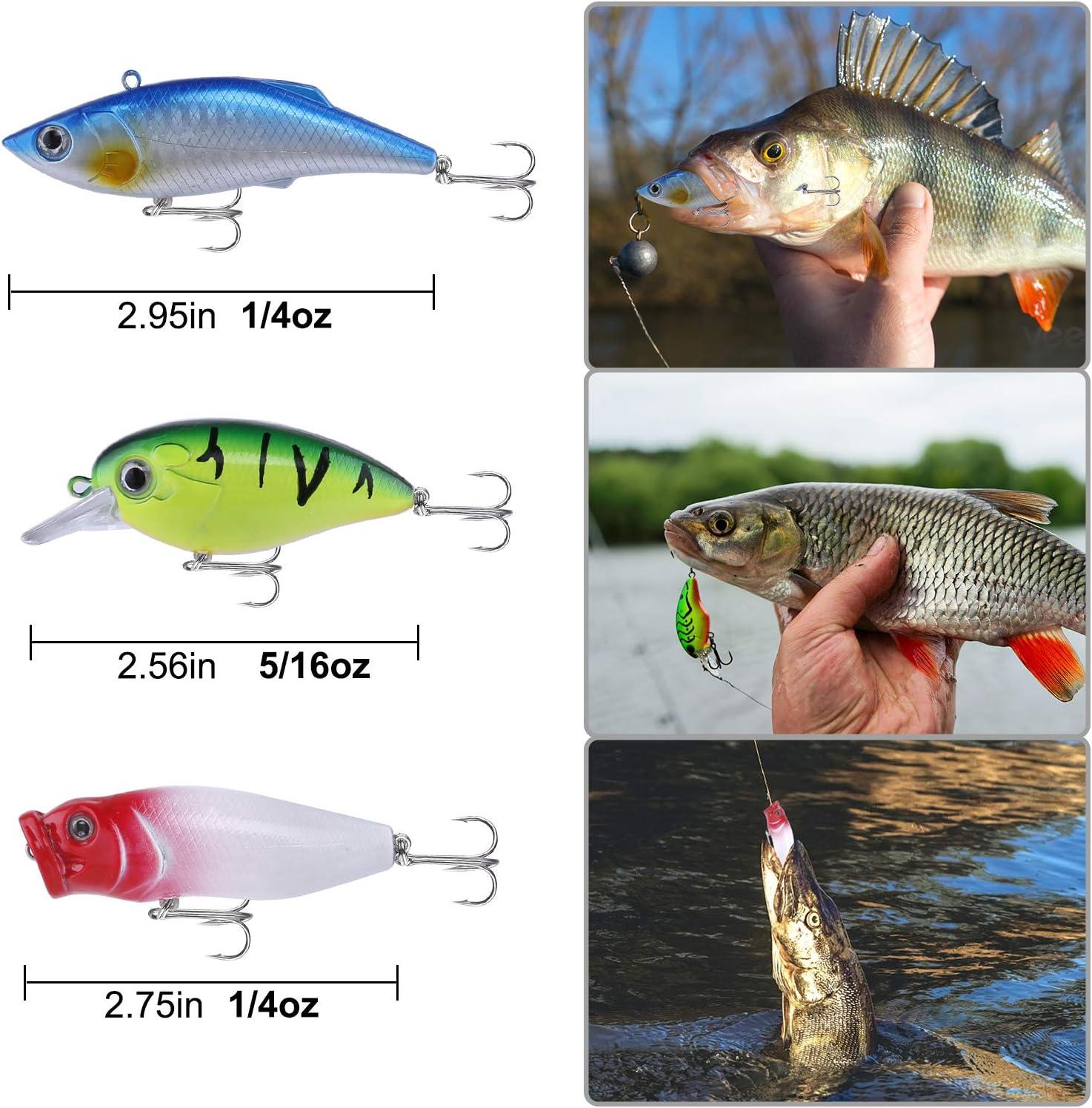 image:imagePLUSINNO Fishing Lures 292210Pcs Tackle Box with Tackle Included Crankbaits Hooks Weights Fishing Accessories kit Fishing Bait Lure Gear Kit Gift for Men BassTrout78PCS Fishing Lures