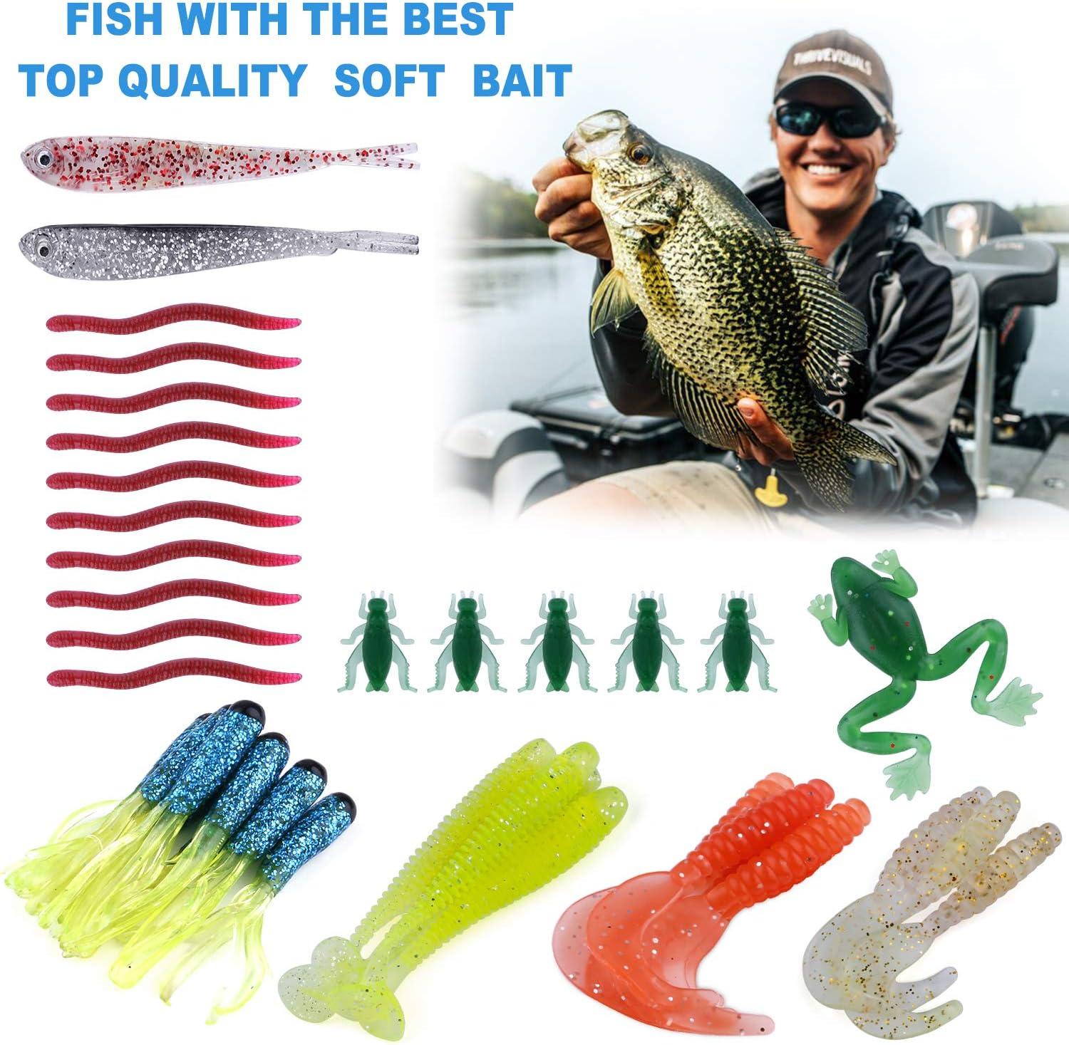 image:imagePLUSINNO Fishing Lures 292210Pcs Tackle Box with Tackle Included Crankbaits Hooks Weights Fishing Accessories kit Fishing Bait Lure Gear Kit Gift for Men BassTrout78PCS Fishing Lures