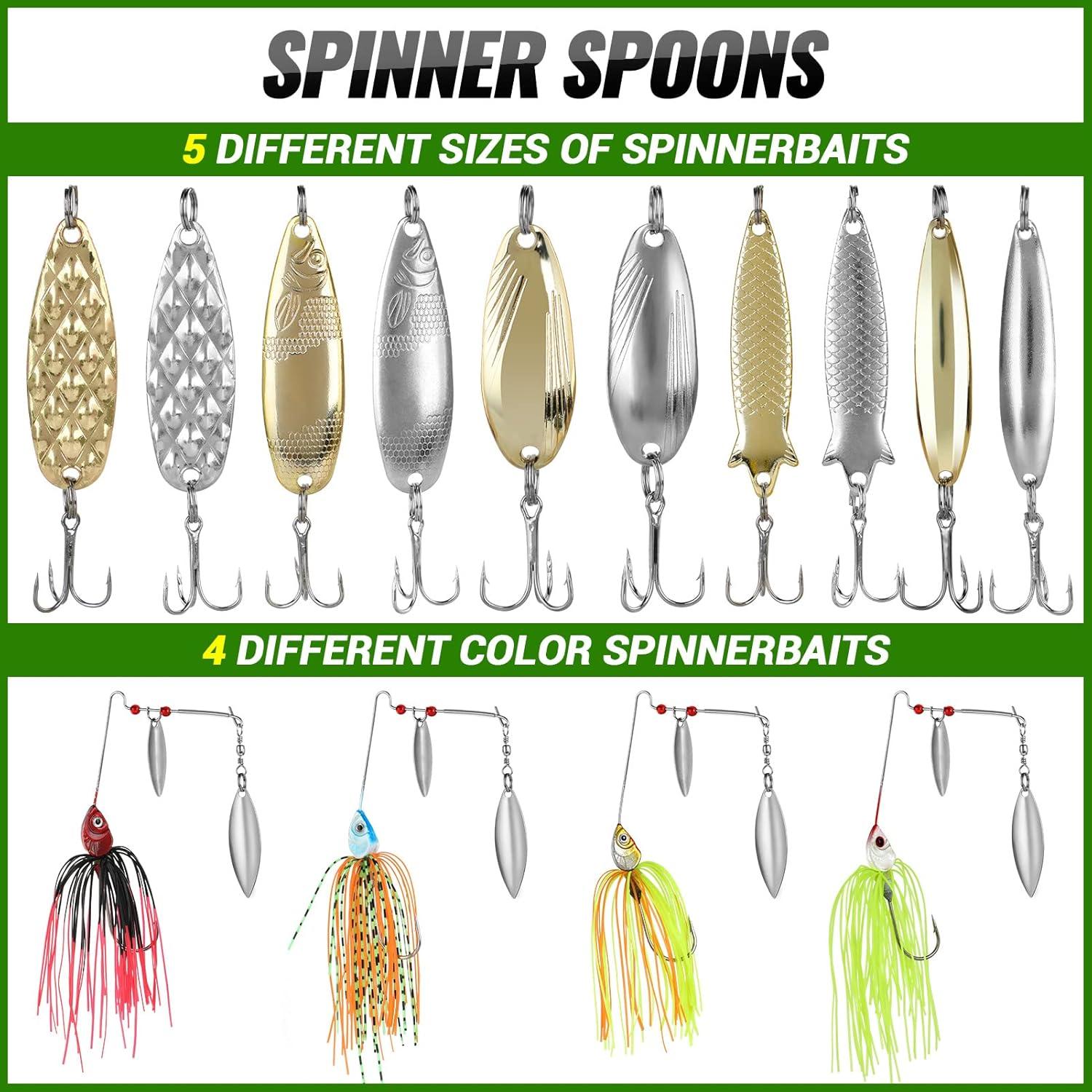 image:imagePLUSINNO Fishing Lures Baits Tackle Including Crankbaits Spinnerbaits Plastic Worms Jigs Topwater Lures Tackle Box and More Fishing Gear Lures Kit Set 102302Pcs Fishing Lure Tackle102Pcs Fishing Lures Kit