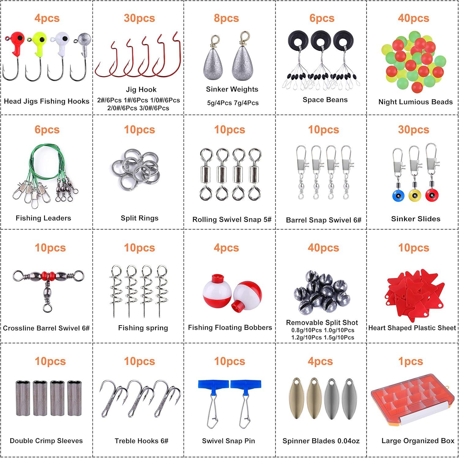 image:imagePLUSINNO Fishing Lures Baits Tackle Including Crankbaits Spinnerbaits Plastic Worms Jigs Topwater Lures Tackle Box and More Fishing Gear Lures Kit Set 102302Pcs Fishing Lure Tackle263Pcs Fishing Accessories Kit