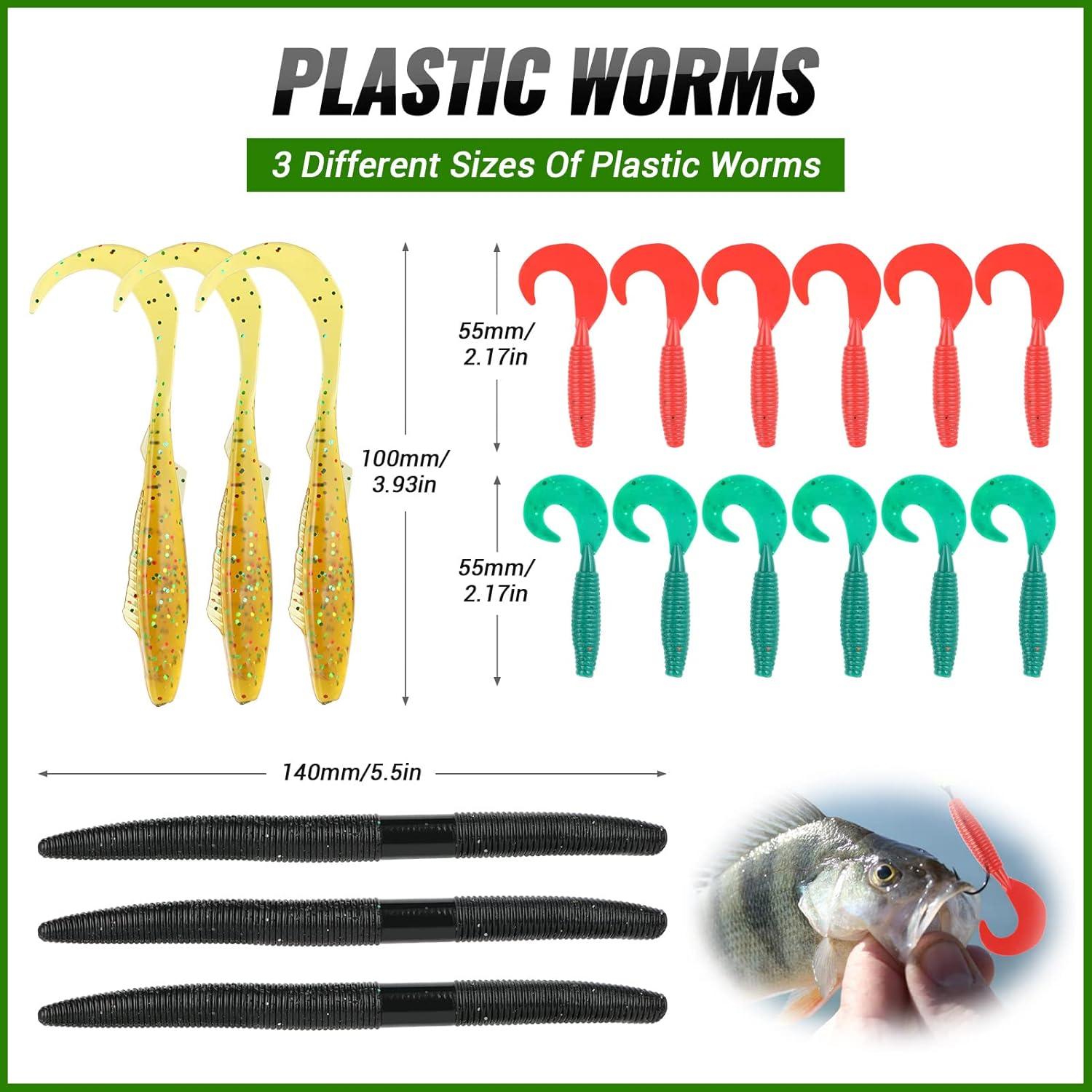 image:imagePLUSINNO Fishing Lures Baits Tackle Including Crankbaits Spinnerbaits Plastic Worms Jigs Topwater Lures Tackle Box and More Fishing Gear Lures Kit Set 102302Pcs Fishing Lure Tackle102Pcs Fishing Lures Kit