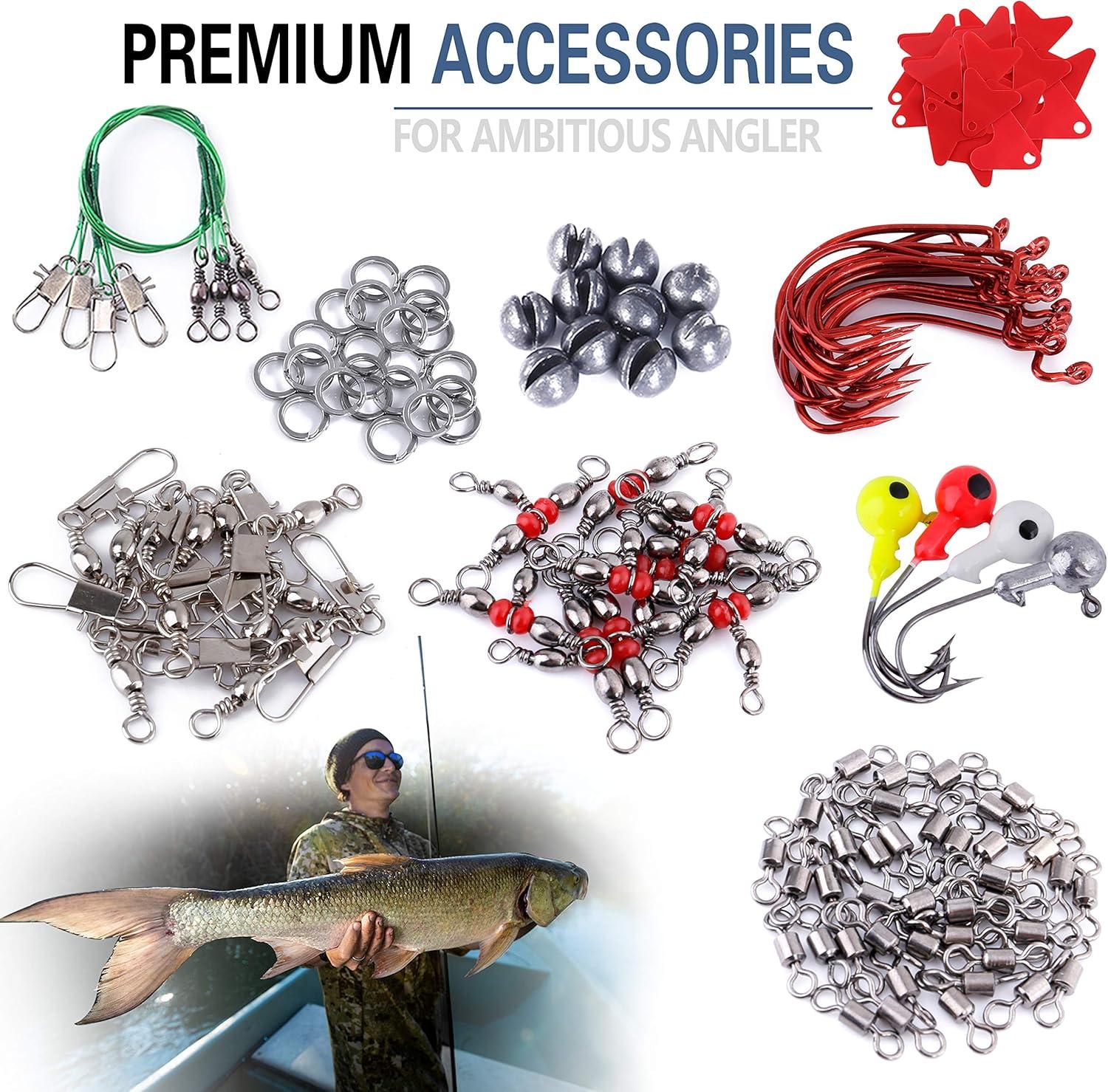 image:imagePLUSINNO Fishing Lures Baits Tackle Including Crankbaits Spinnerbaits Plastic Worms Jigs Topwater Lures Tackle Box and More Fishing Gear Lures Kit Set 102302Pcs Fishing Lure Tackle263Pcs Fishing Accessories Kit