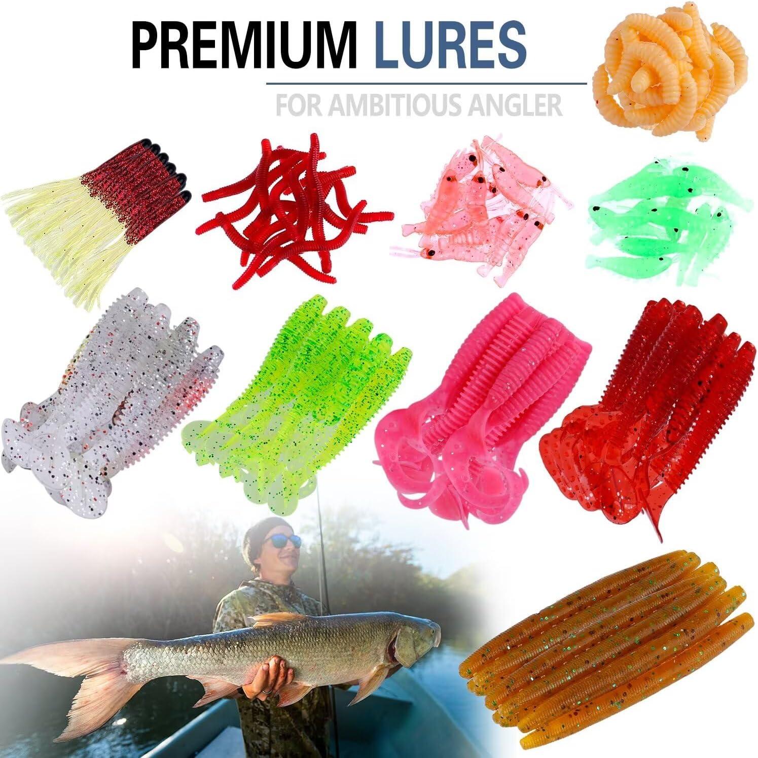 image:imagePLUSINNO Fishing Lures Baits Tackle Including Crankbaits Spinnerbaits Plastic Worms Jigs Topwater Lures Tackle Box and More Fishing Gear Lures Kit Set 102302Pcs Fishing Lure Tackle302Pcs Fishing Lures Kit