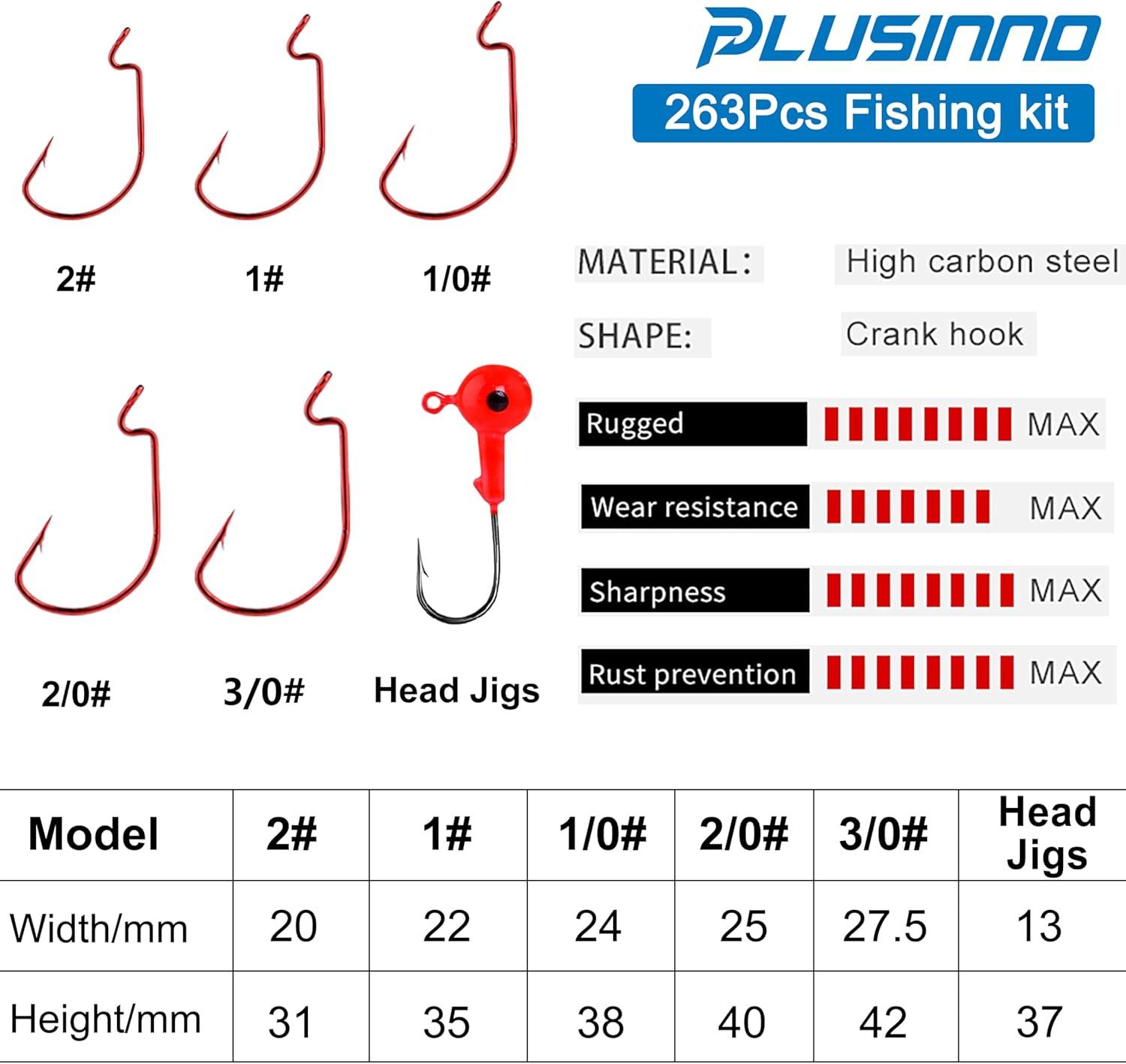 image:imagePLUSINNO Fishing Lures Baits Tackle Including Crankbaits Spinnerbaits Plastic Worms Jigs Topwater Lures Tackle Box and More Fishing Gear Lures Kit Set 102302Pcs Fishing Lure Tackle263Pcs Fishing Accessories Kit