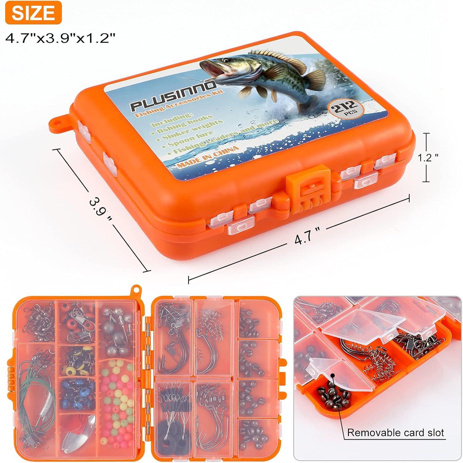 image:imagePLUSINNO Fishing Lures Baits Tackle Including Crankbaits Spinnerbaits Plastic Worms Jigs Topwater Lures Tackle Box and More Fishing Gear Lures Kit Set 102302Pcs Fishing Lure Tackle212Pcs Fishing Accessories Kit