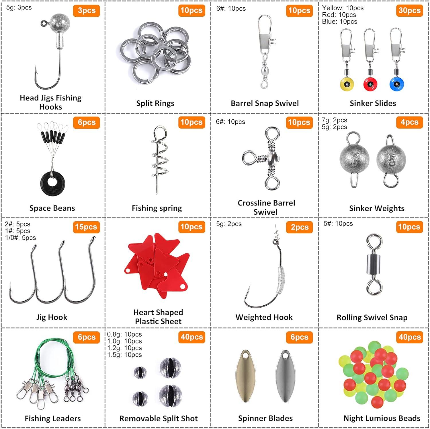 image:imagePLUSINNO Fishing Lures Baits Tackle Including Crankbaits Spinnerbaits Plastic Worms Jigs Topwater Lures Tackle Box and More Fishing Gear Lures Kit Set 102302Pcs Fishing Lure Tackle212Pcs Fishing Accessories Kit