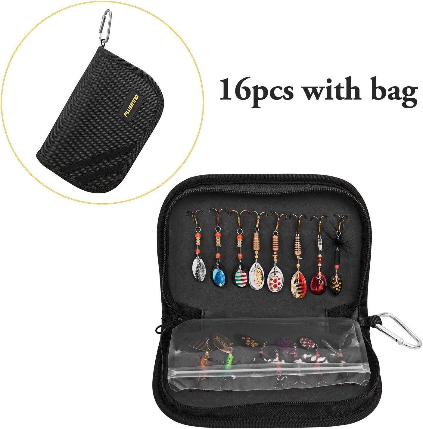 image:imagePLUSINNO Fishing Lures Spinner baits for Bass 1632 pcs Spinner Lures Kit with Portable Carry Bag Hard Metal Spinner Baits for Troutmulticolor