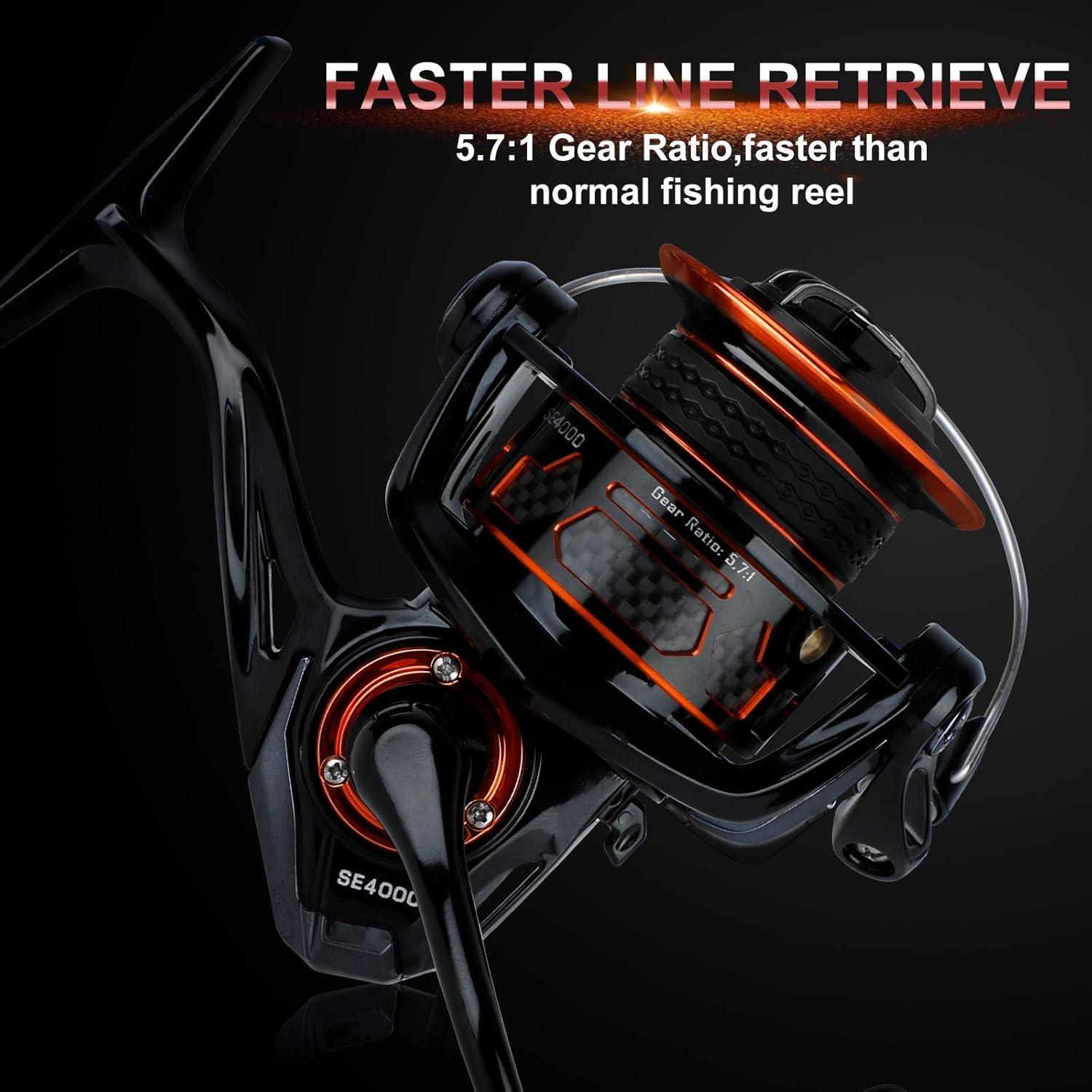 image:imagePLUSINNO Fishing Reel 511571 High Speed Spinning Reel Premium Drag System with 2230 LB Max Drag 91BB Lightweight Ultra Smooth Spinning Reels for Freshwater and Saltwater Fishing